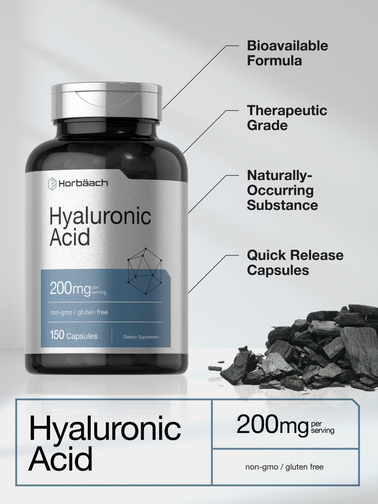 Hyaluronic Acid Capsules | 200 mg | 150 Count | Non-GMO | by Horbaach