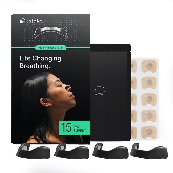 Intake Breathing Nasal Strips Starter Kit 15 Count Black | Anti-Snoring Slep Aid