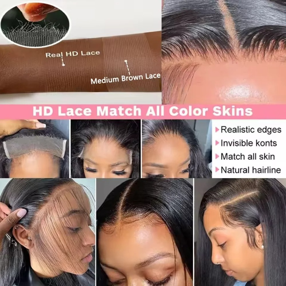 Bone Straight HD Lace Front Wig – 13×6/13×4/360 Brazilian Human Hair 250 Density
