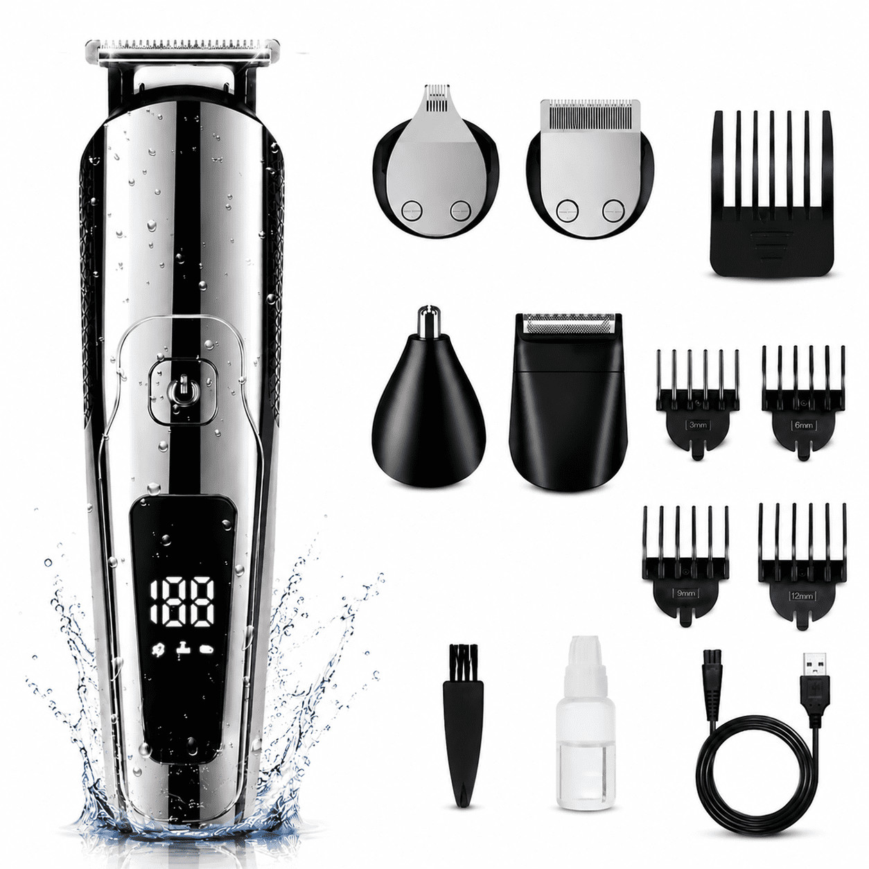 Taylarm Beard Trimmer for Men, 5-in-1 Hair Clippers Grooming Shaving Kit T-Blade