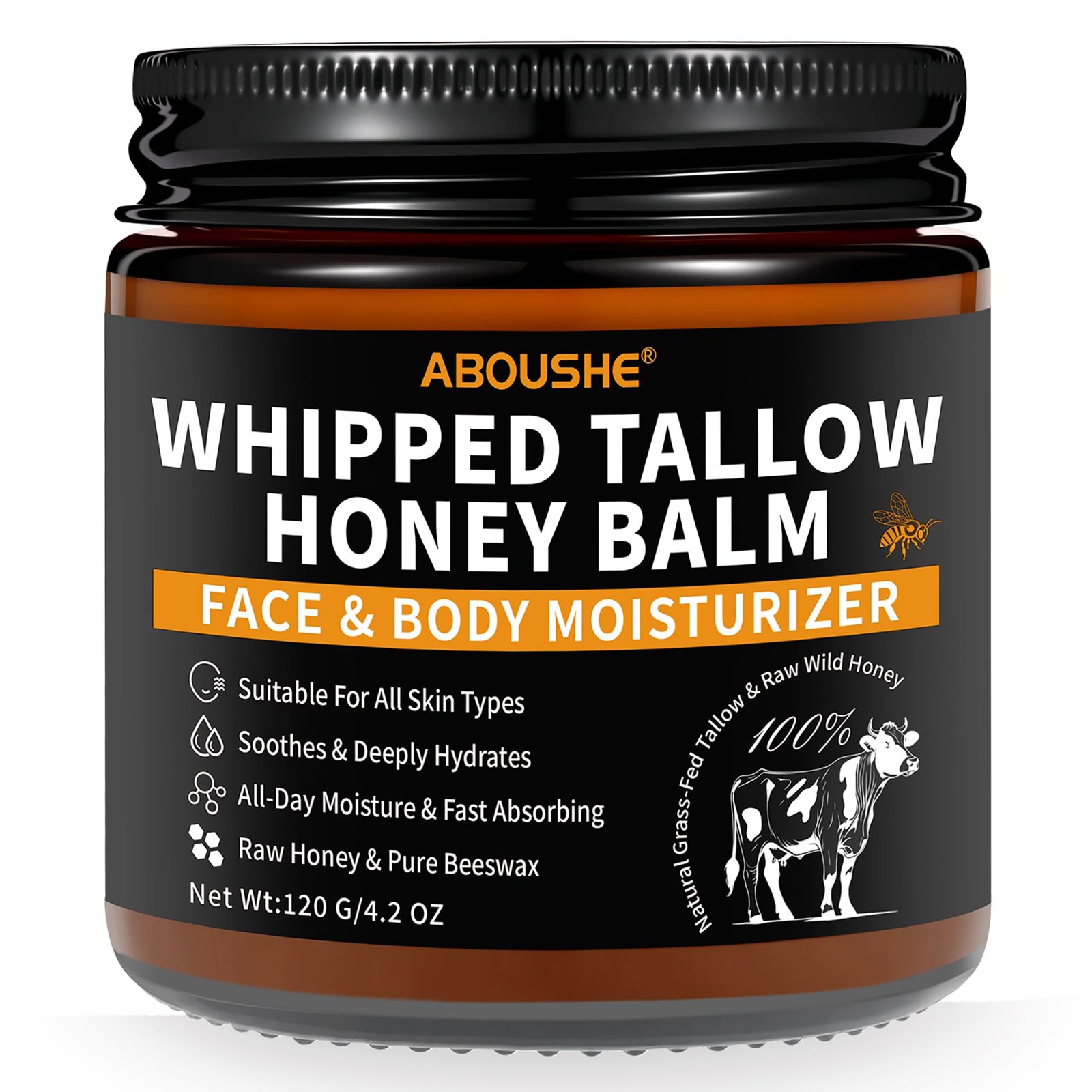 Beef Tallow for Skin – Organic Grass-Fed Whipped 4.2 Fl Oz (Pack of 1)