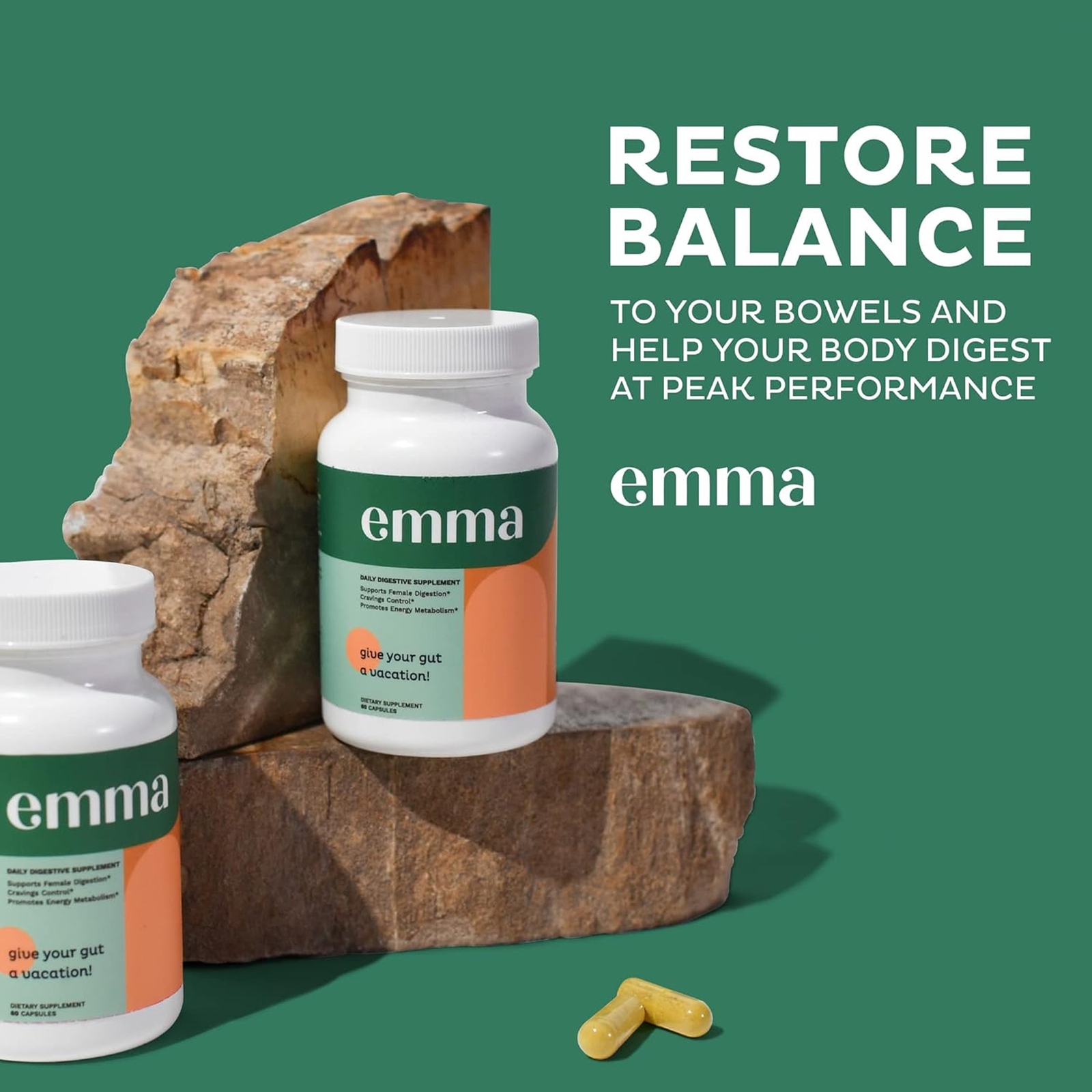 3 Pack Emma Gut Health Supplement 180 Capsules for Bloating Relief & Leaky Gut