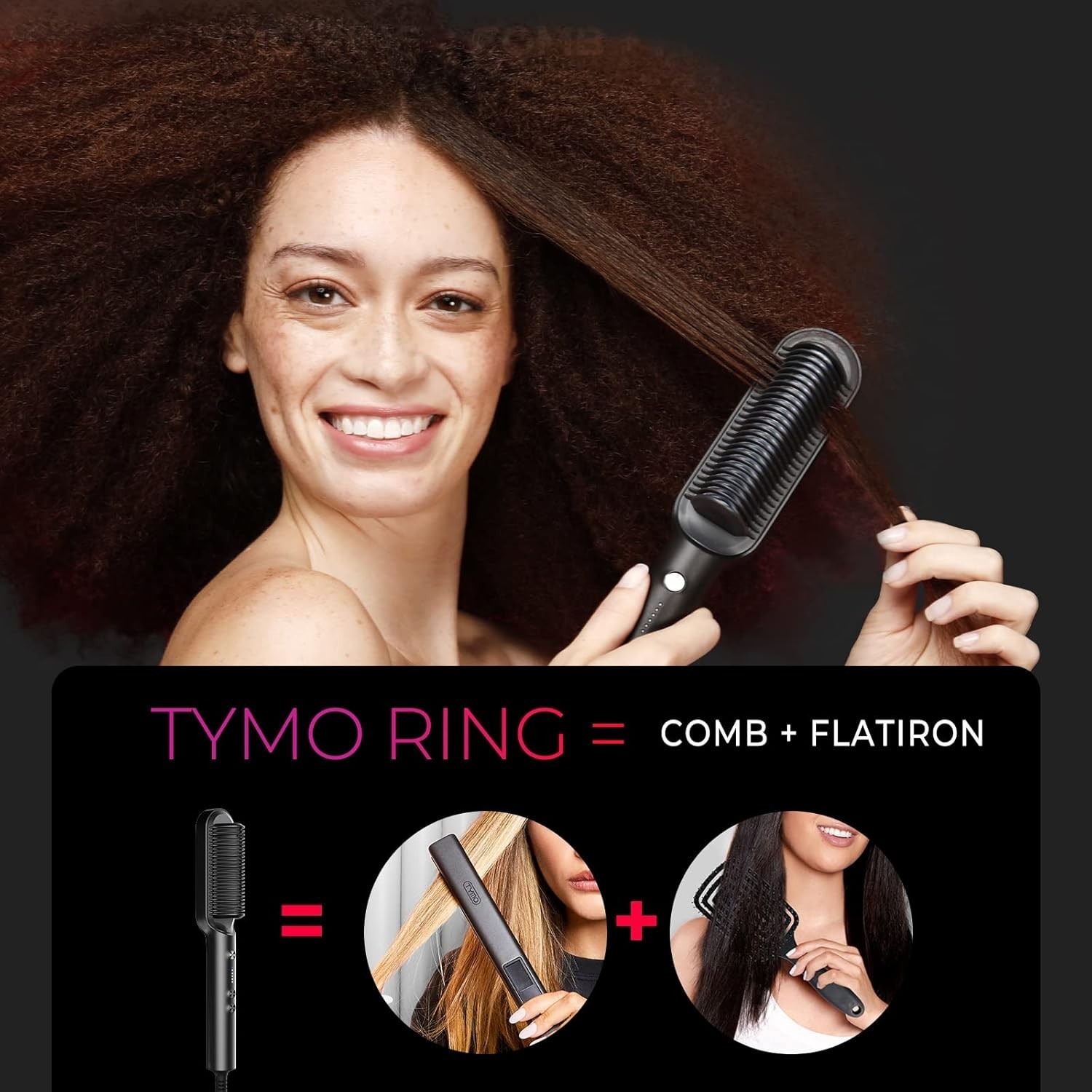 Luxury Hair Straightener Brush, 5 Temp Settings, Fast Heating for All Hair Types