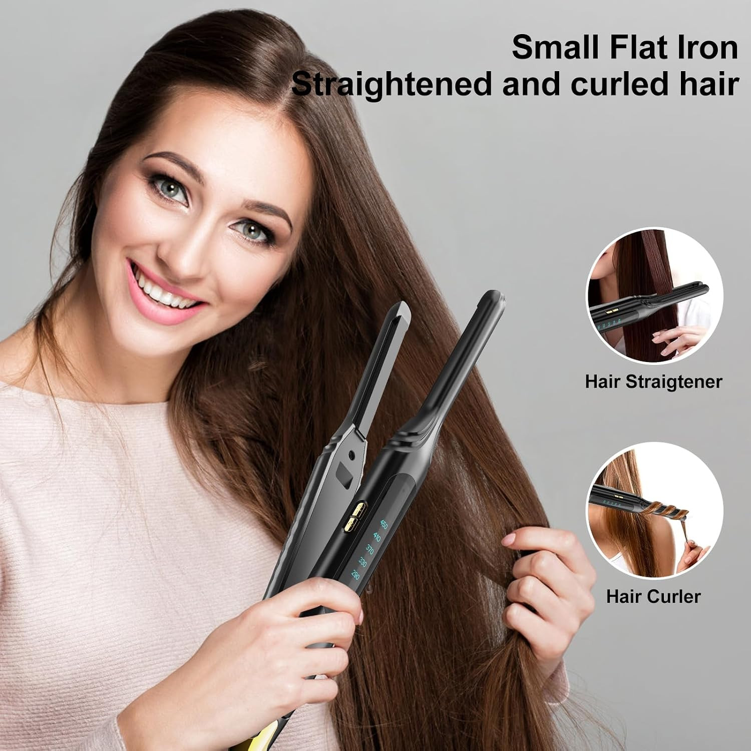 Pencil Flat Iron 3/10” Small Flat Irons for Short Hair,Pixie Cut & Bangs,Hair S
