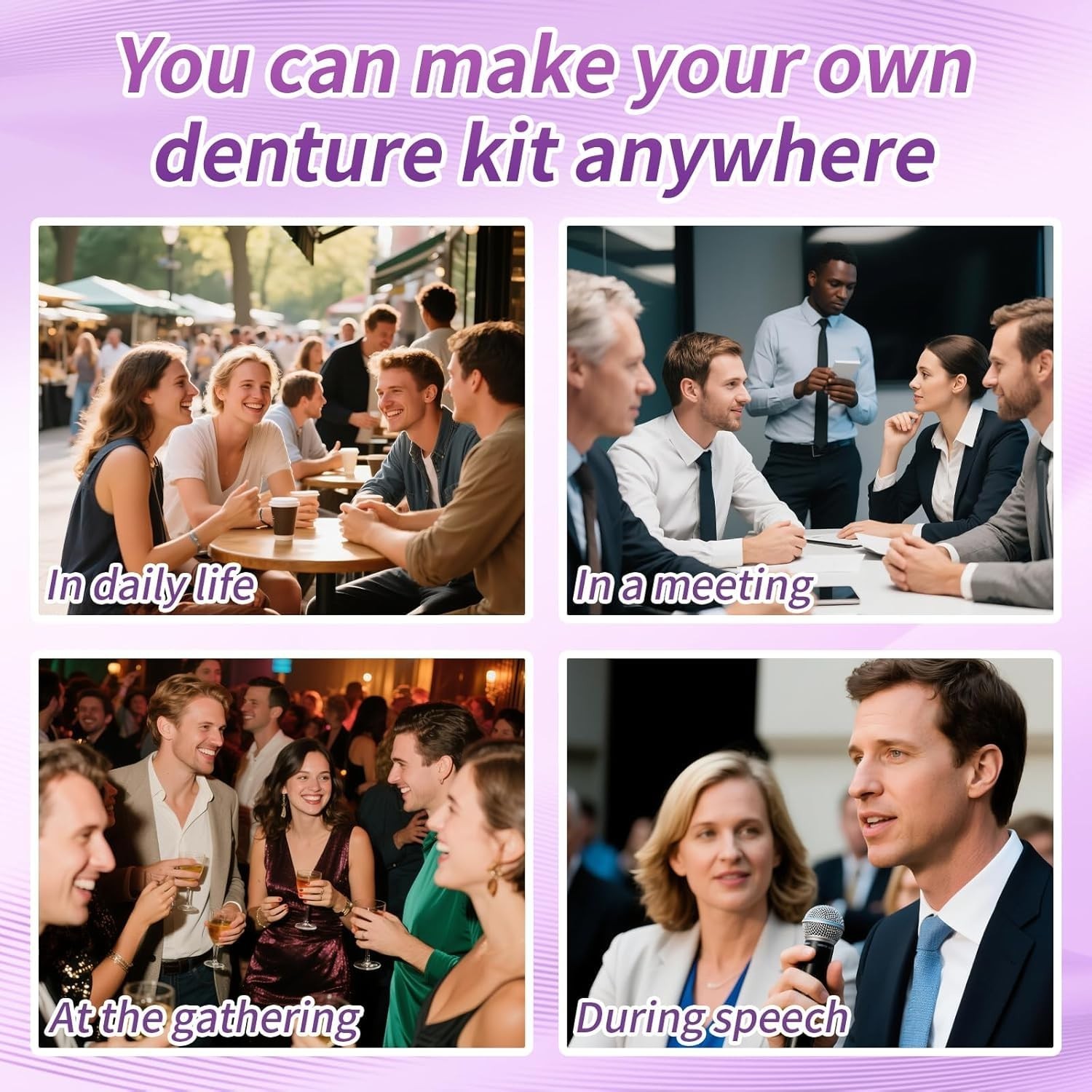 DIY Denture Kit – Complete Upper & Lower False Teeth for At-Home Smile Makeover