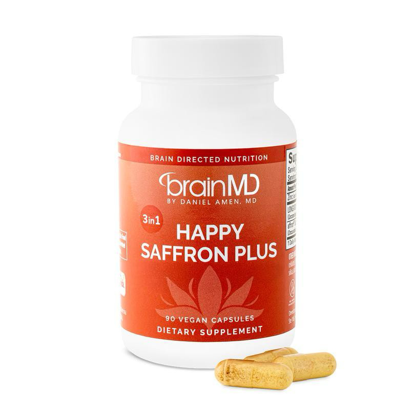 BrainMD Happy Saffron Plus | Mood Support, Gluten Dairy Egg Free