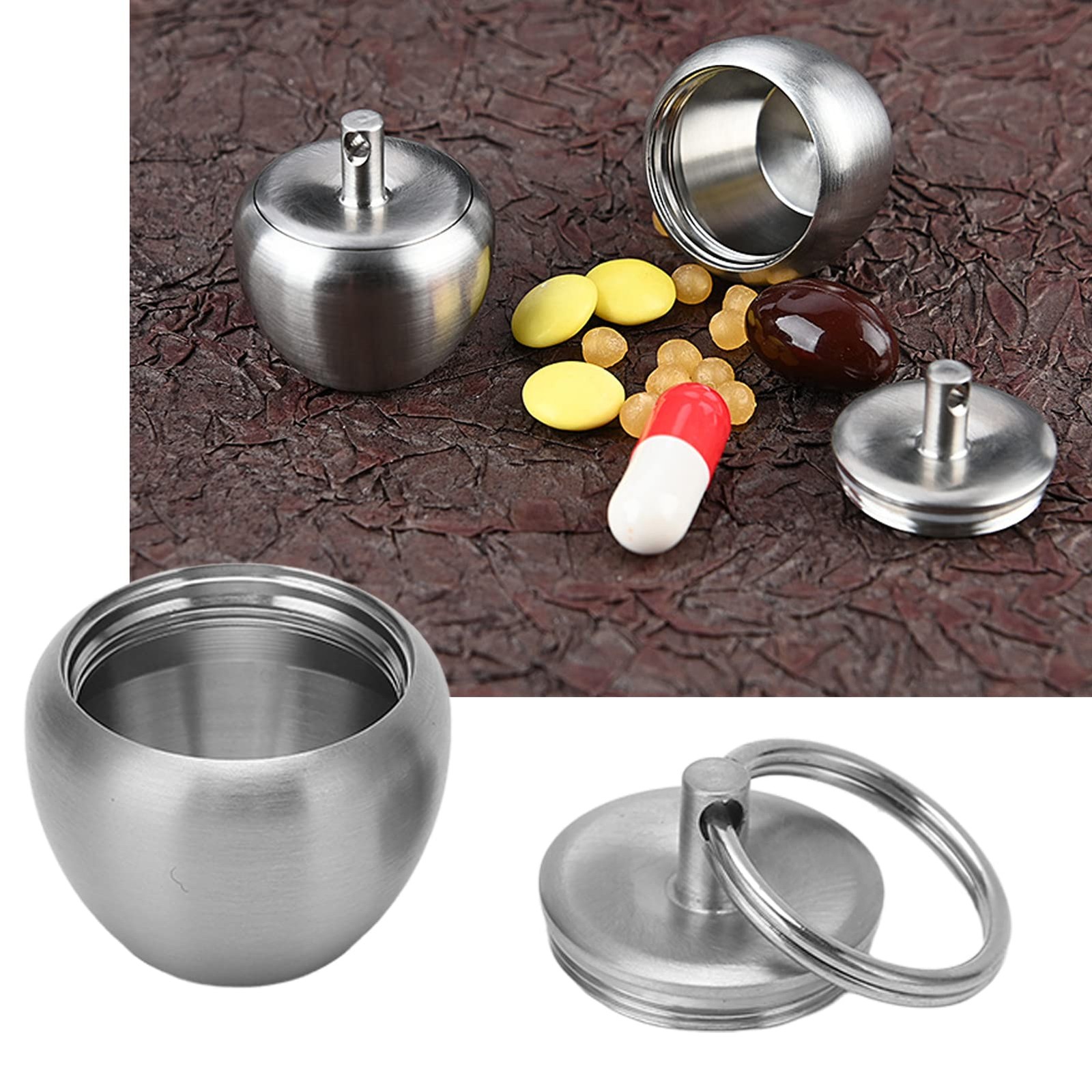 Stainless Steel Case, Mini Portable Metal Small Box Sealed Jar Default