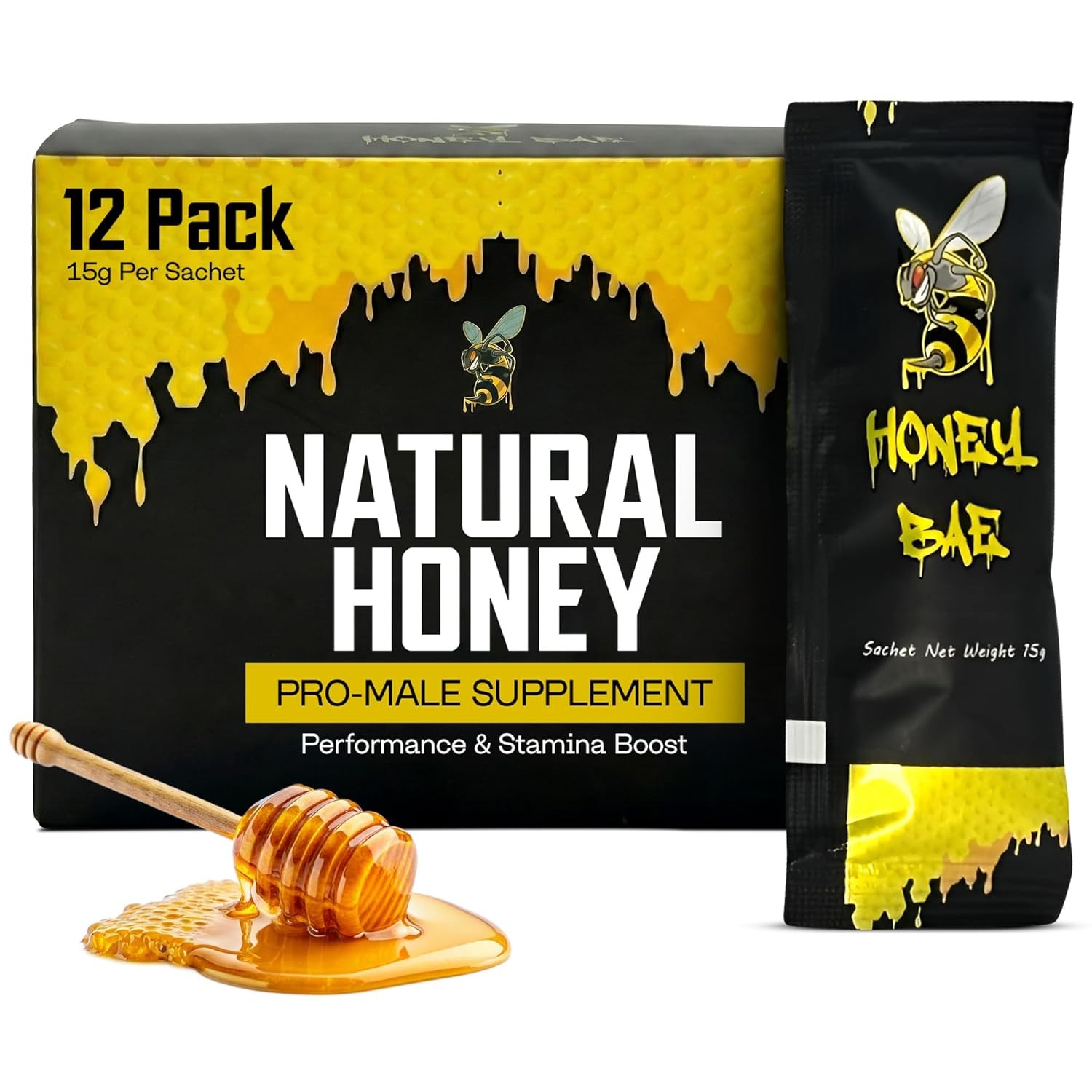 Natural Honey Sachets for Energy Boost & Herbal Vitality Support Pure Natural