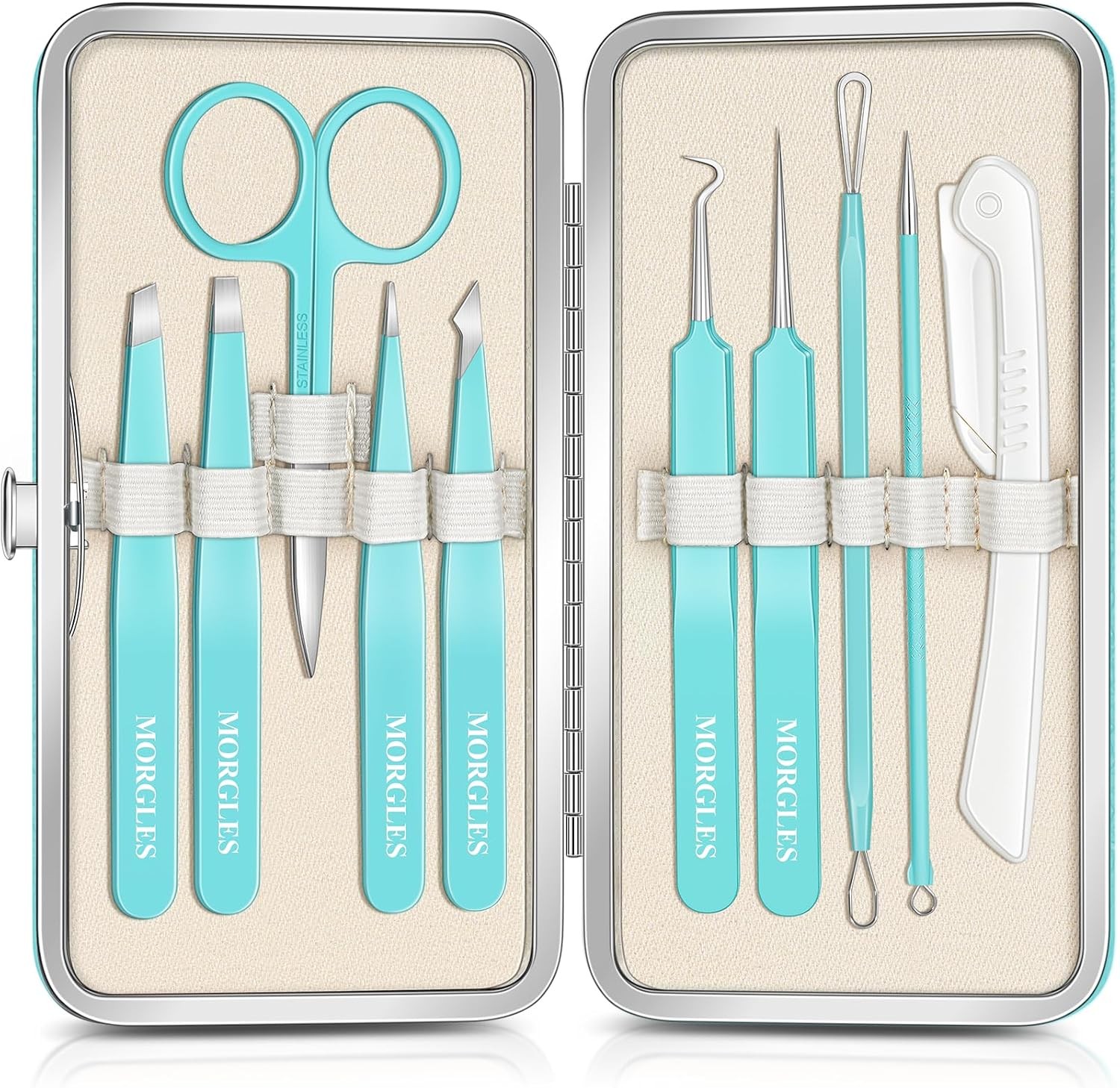 Tweezers for Women Facial Hair, 10 in 1 Pimple Popper Tool Kit | Eyebrow