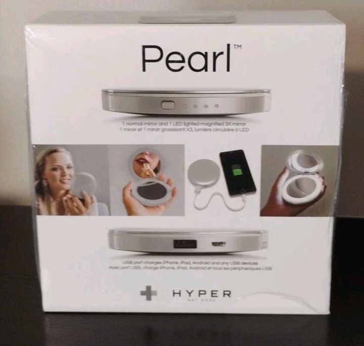 Hyper Pearl 3000mAh Compact mirror battery Pack USB Charger New Sealed