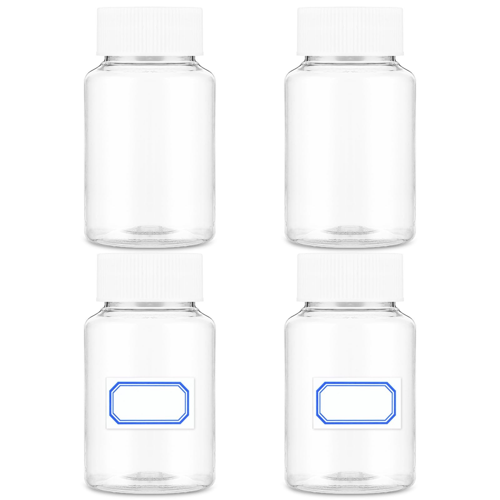 WLLHYF 4Pcs Clear Plastic Pill Bottles, 50ml Empty Medicine Containers with C…