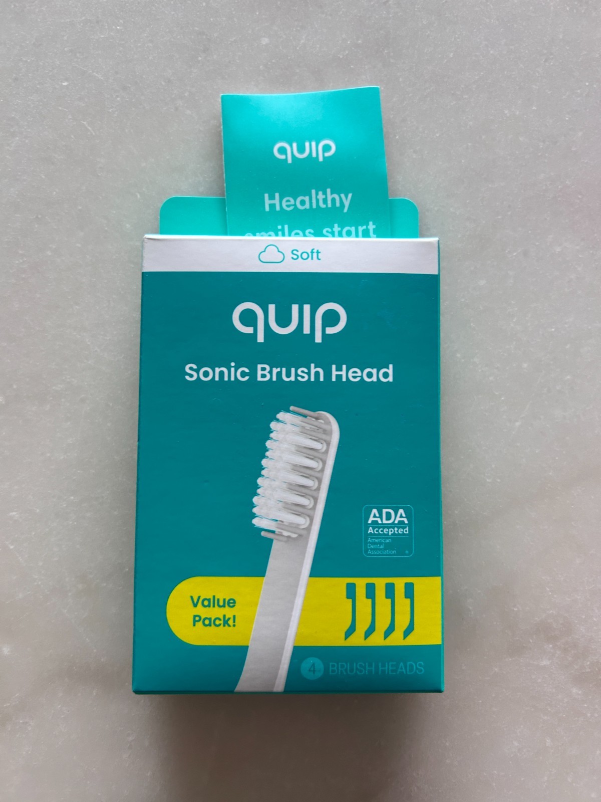 Quip Toothbrush Sonic Brush Head Replacement Brush Heads Soft 4 Pack New Sealed