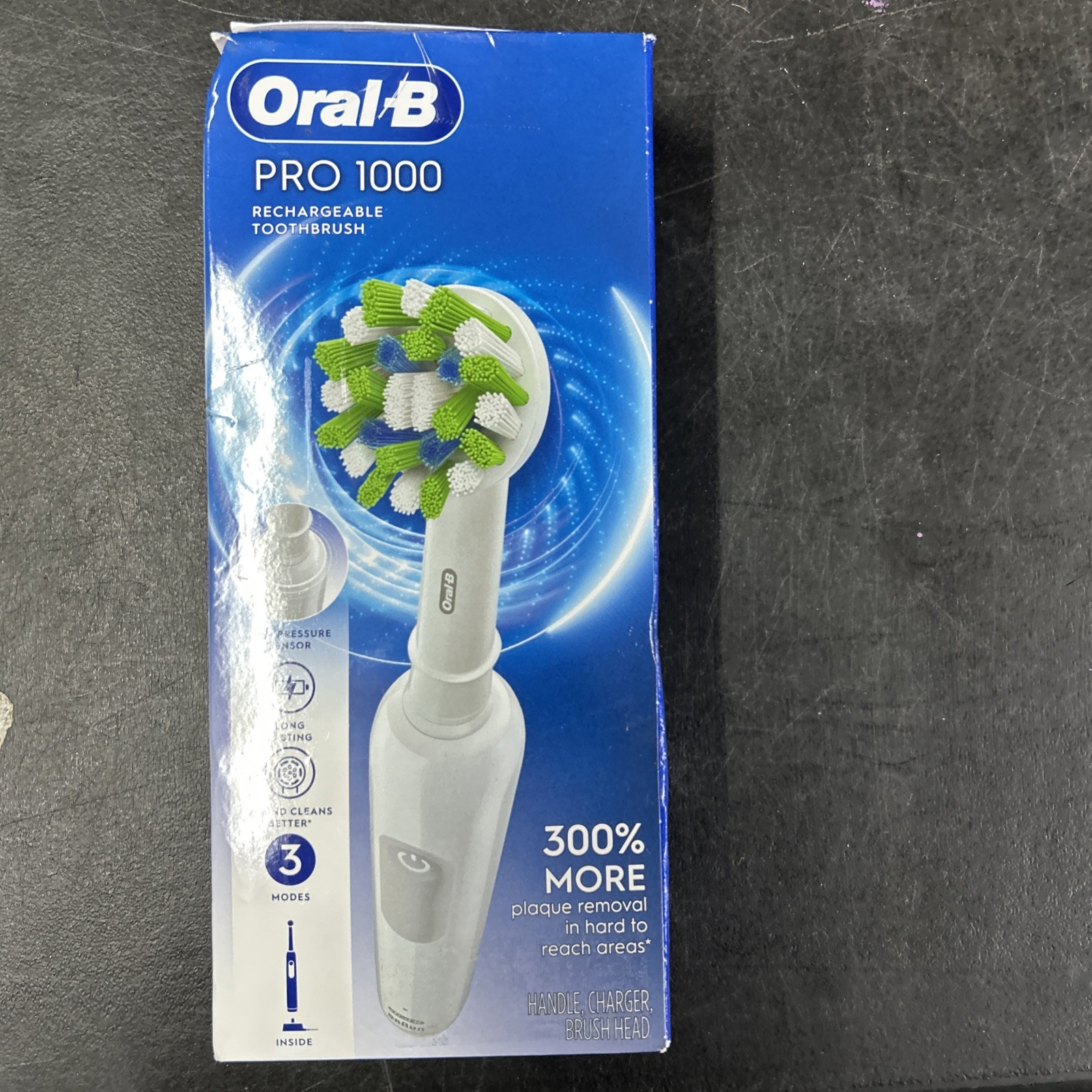 Oral-B Pro 1000 Electric Toothbrush White Rechargeable Pressure Sensor Head