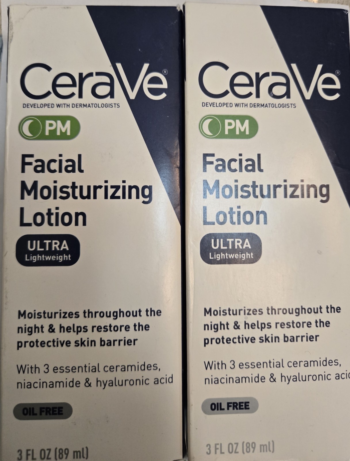 CeraVe PM Facial Moisturizing Lotion Skin Care Set – 3oz 2PK Damage Box