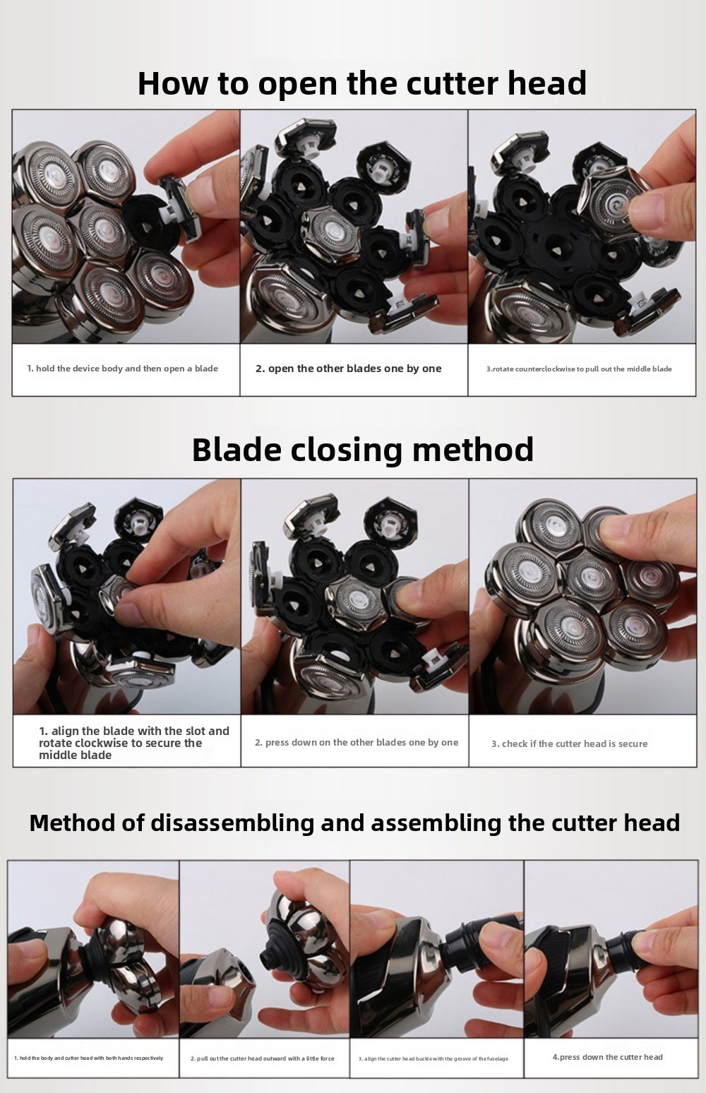 7D Waterproof Electric Head Shaver: 7 Rotary Blades for Men’s Bald Head Shaving