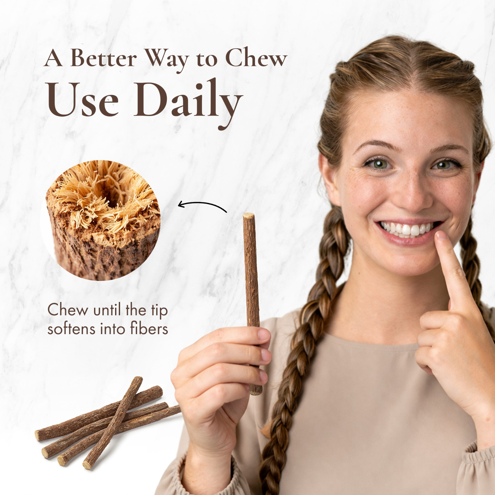 Miswak Natural Toothbrush – Al Khair Stick Toothpaste Chewing Stick Miswak Bulk