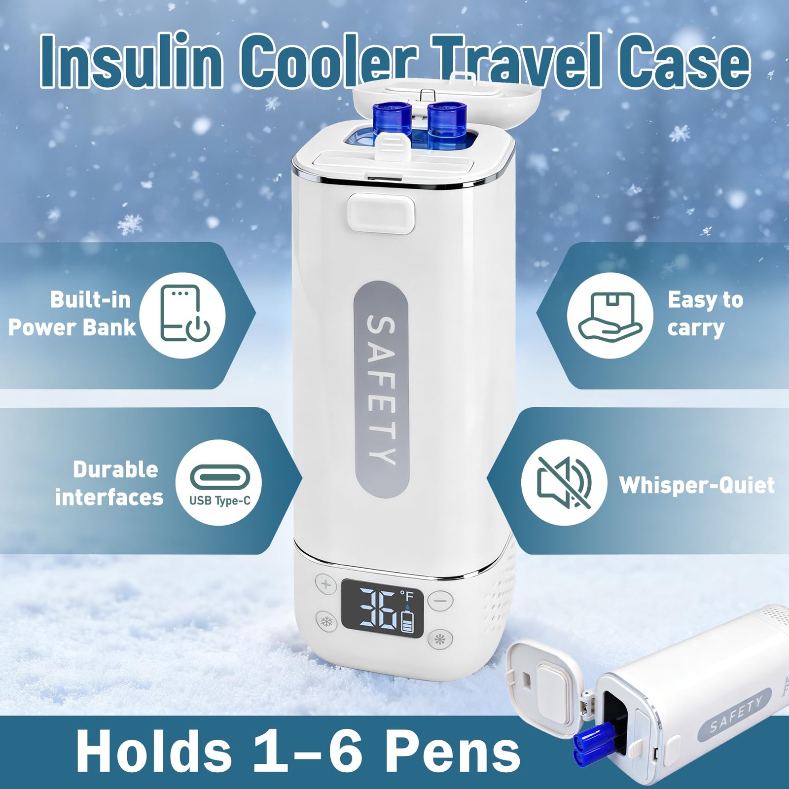 ** NEW Rechargeable Insulin Cooler | TSA Approved | 7 Hours Battery | Portable