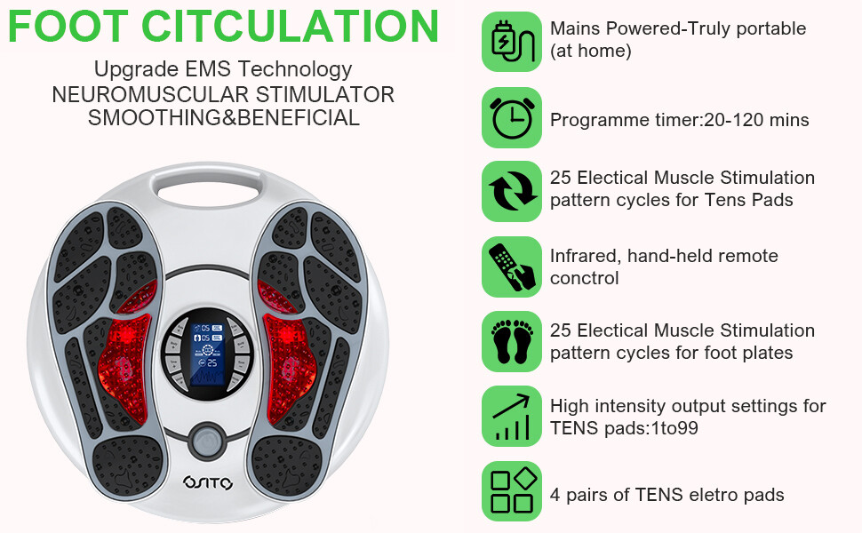 OSITO Electric Foot Massager Tens ems Relieves Neuropathy Pain Relaxes Feet US