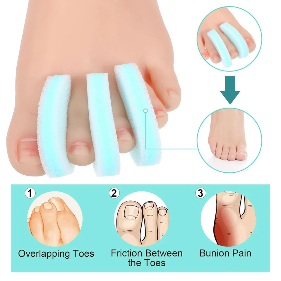 2 Pack Foam Toe Separator Breathable Toe Spacers for Women & Men Toe Spreader
