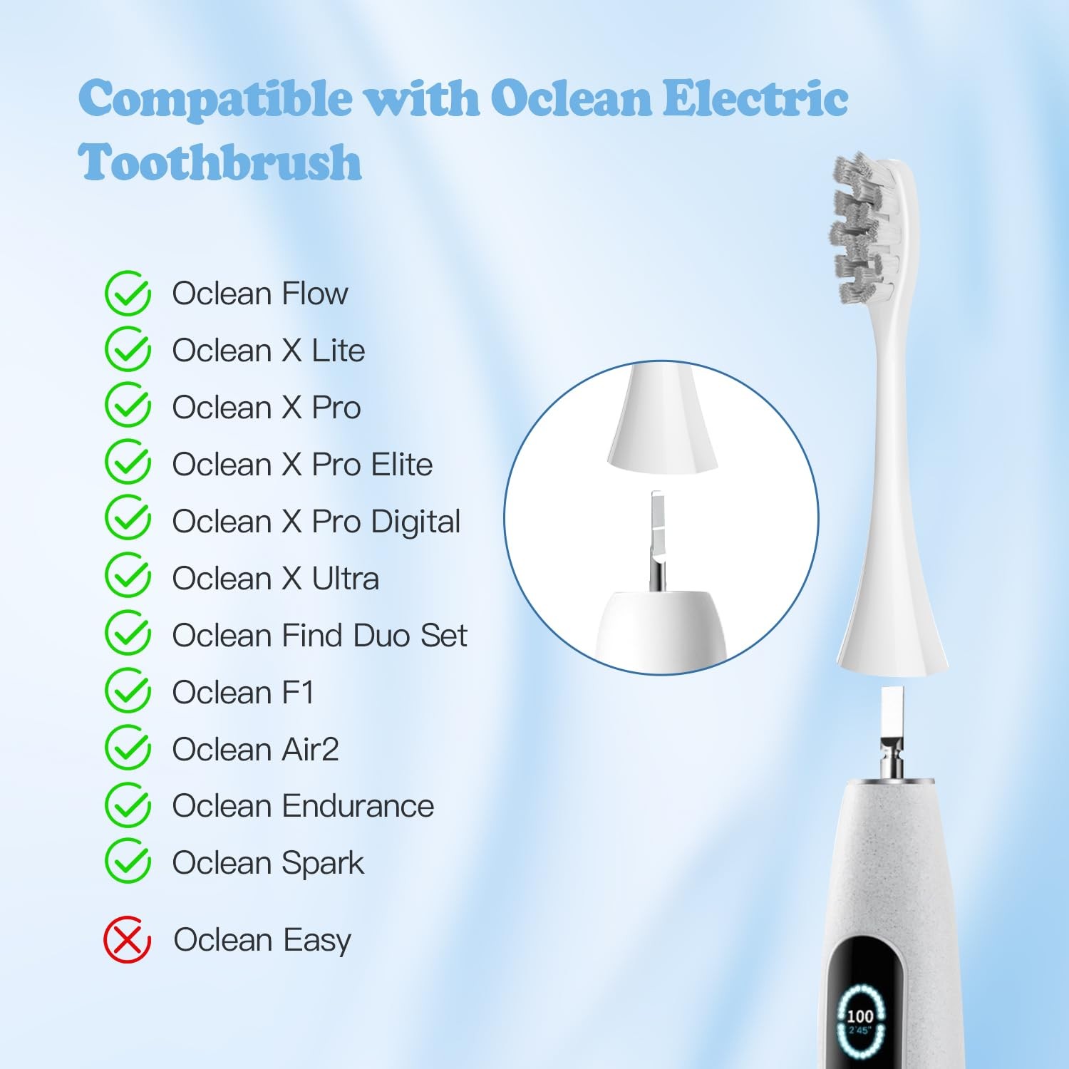6 Pack Brush Heads with Oclean Toothbrush Heads for Oclean Spark, Flow, X , X…