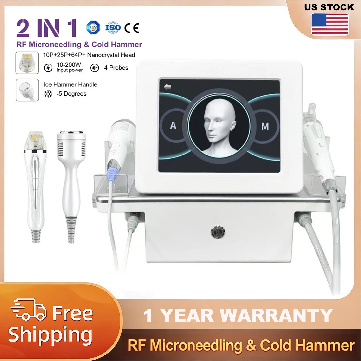 2in1 Micro-n-eedle Machine Cold Hammer Scars Spot Skin Smoothing Beauty Device