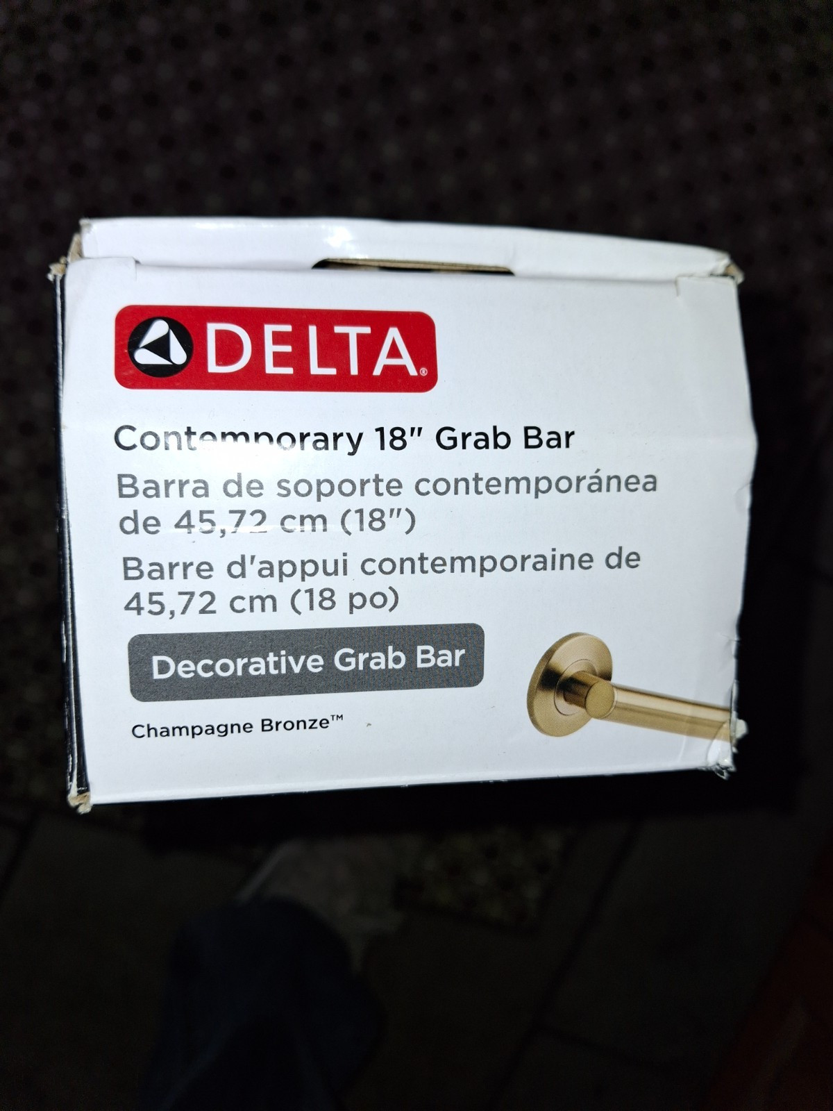 Delta 18″ Shower Grab Bar ADA Safety Handle Champagne Bronze 41818-CZ 450LB