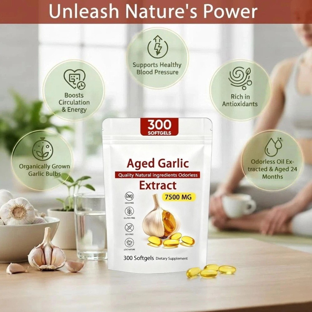 2PACK Elare Aged Garlic Extract, 300 Softgels, 7500mg Odorless | Heart & Immune