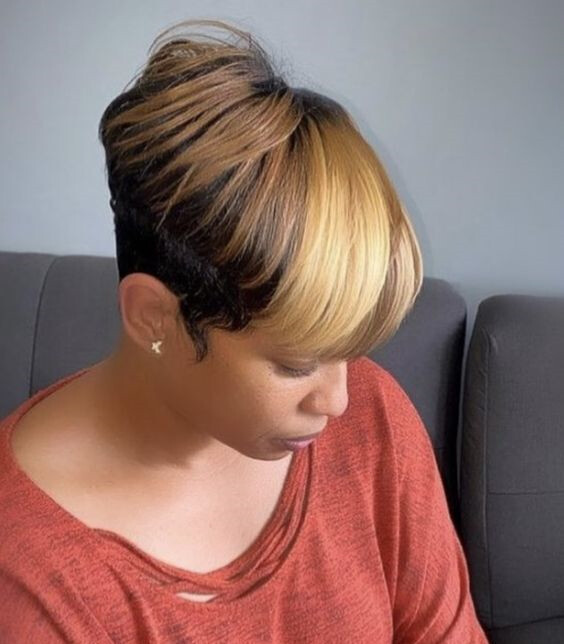 Pixie Cut Wig for Black Women Short Human Hair Wigs Ombre None Lace Wigs USA