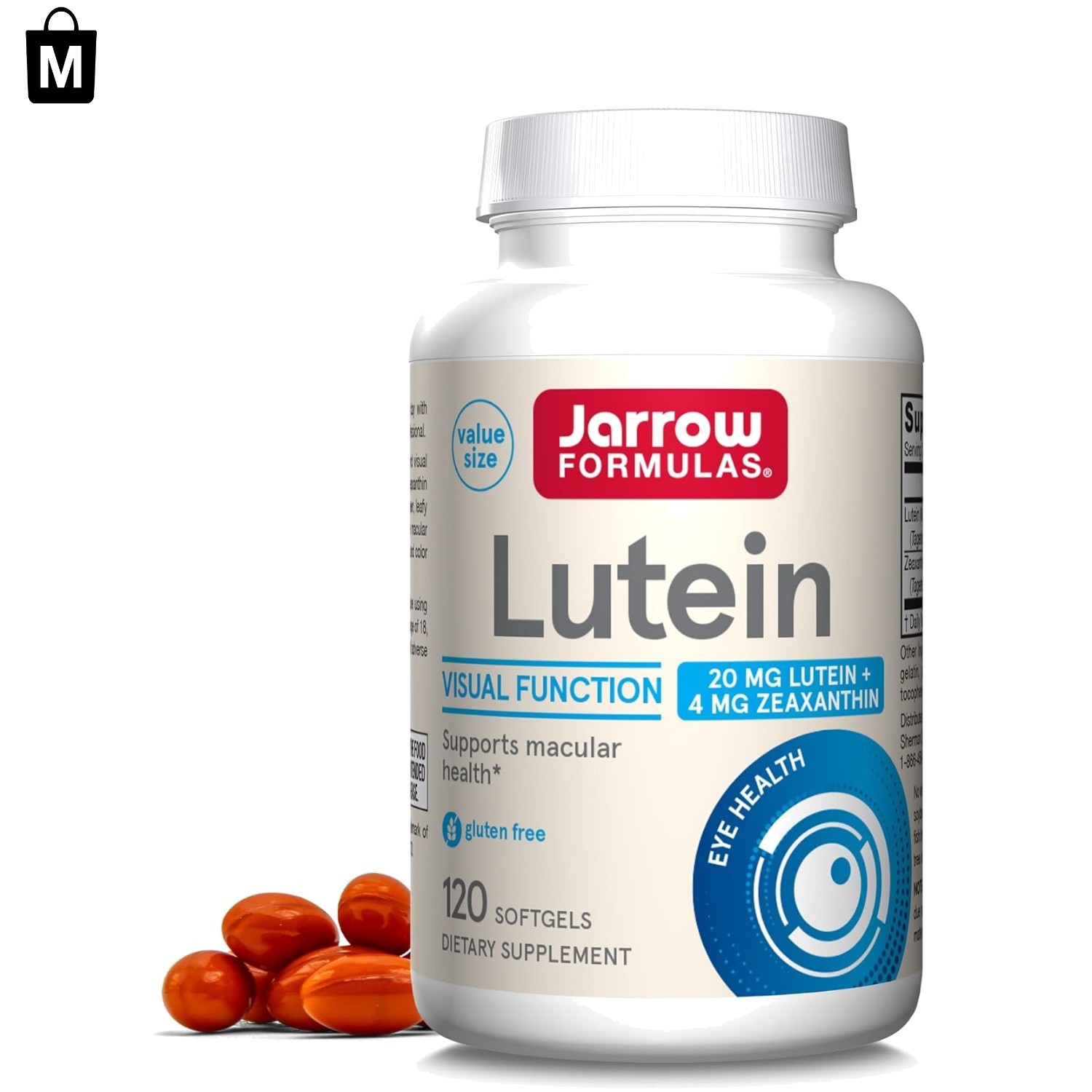 Gluten-Free Lutein 20mg & Zeaxanthin Softgels – Daily Eye Support – 120 Count