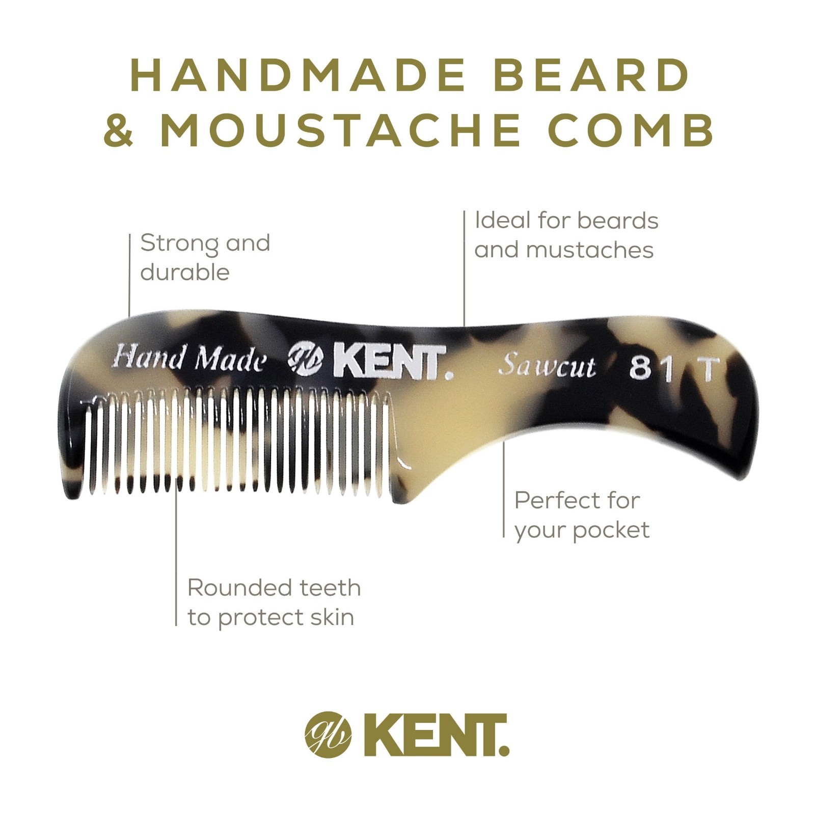 Mini Beard & Mustache Comb – Fine Toothed Pocket Grooming Tool, Handcrafted Acet