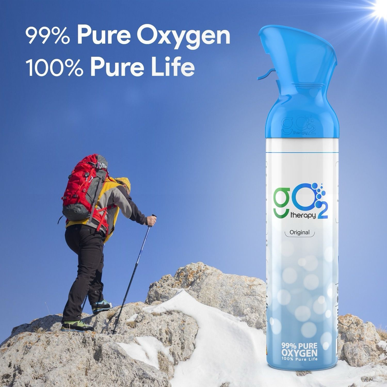gO2Therapy – Up to 450 Inhalations, 12L | Portable Oxygen Canister with Mask