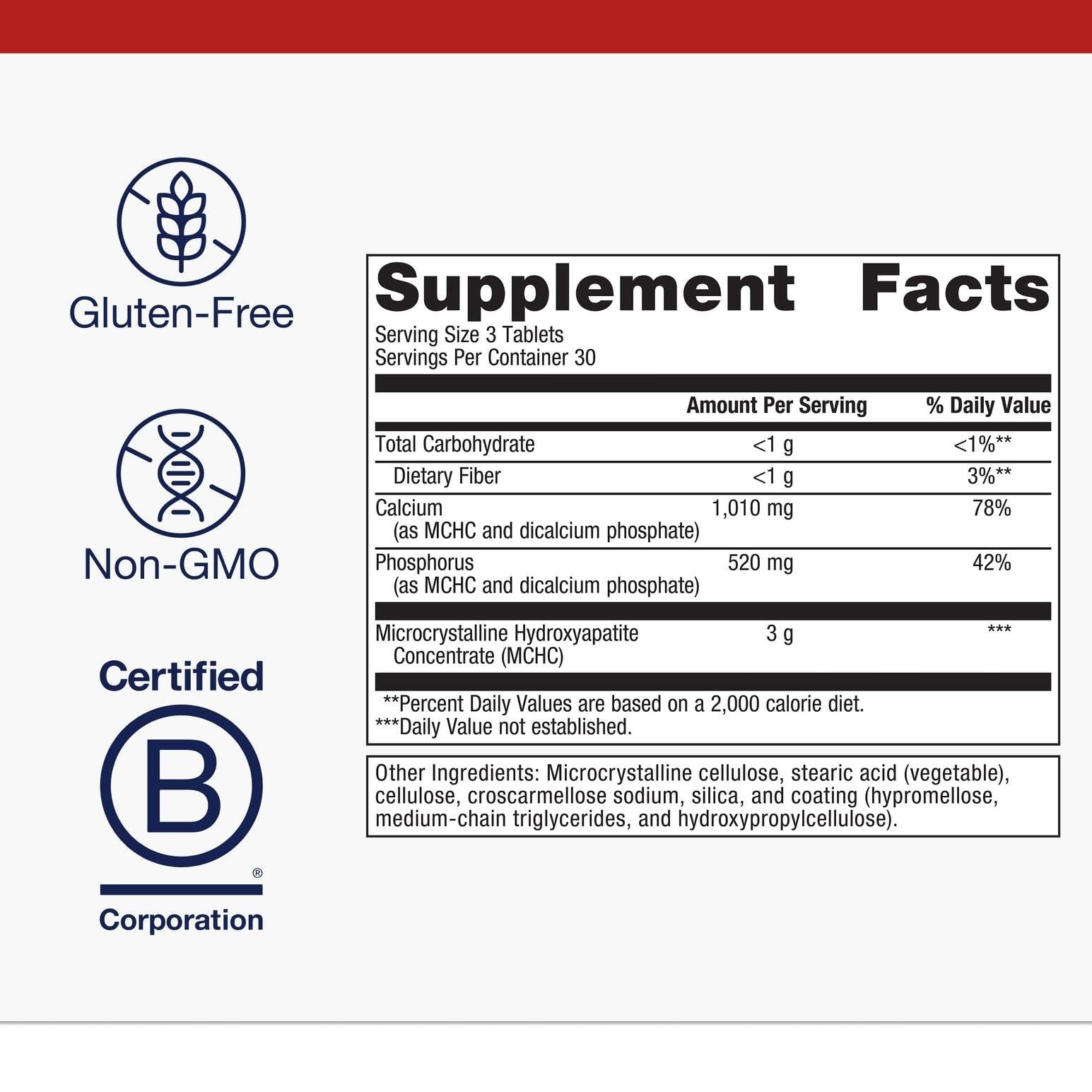 Bone Builder Extra Strength – MCHC Calcium & Phosphorus for Bone Density – Non-G