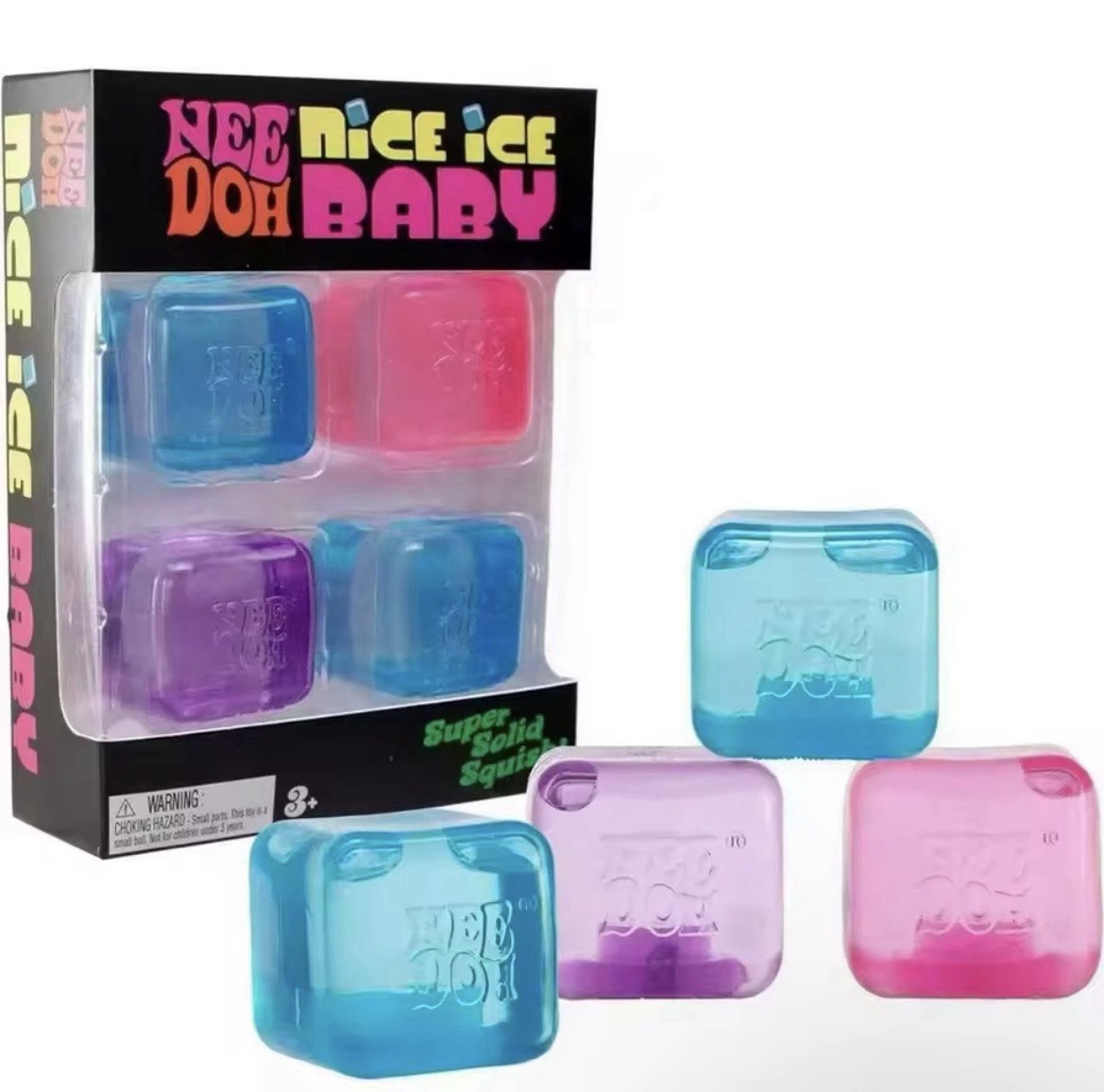 Nee Doh Nice Ice Baby Gel Squeeze Ball Stress Relievers 4pc Blue Pink Purple