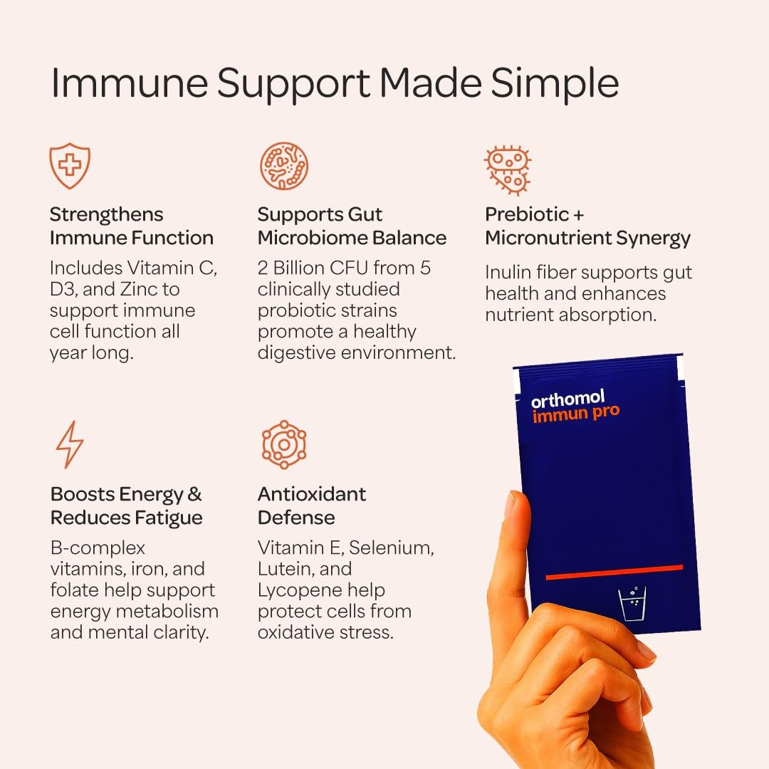 Orthomol Immun Pro Immune Support Gut Health Powder Capsules For Adults