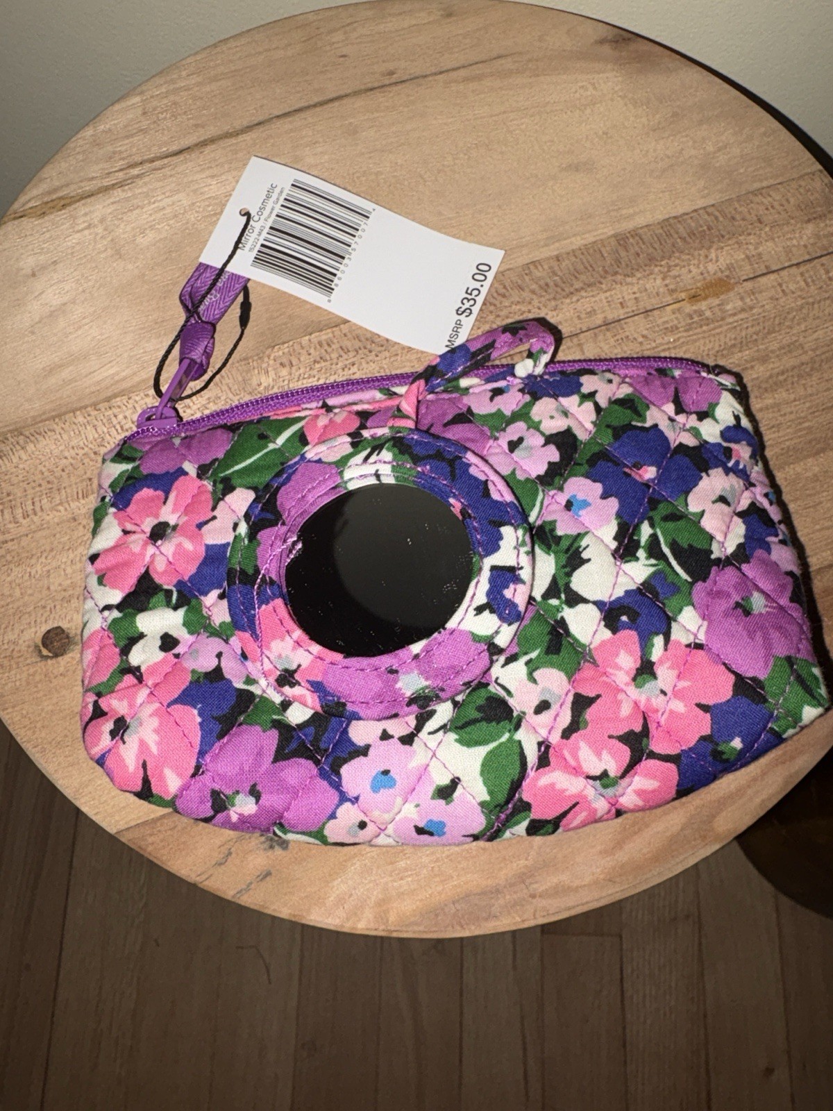 Vera Bradley Mirror Cosmetic Makeup Bag Floral Multicolor Fabric Zip w/ Mirror