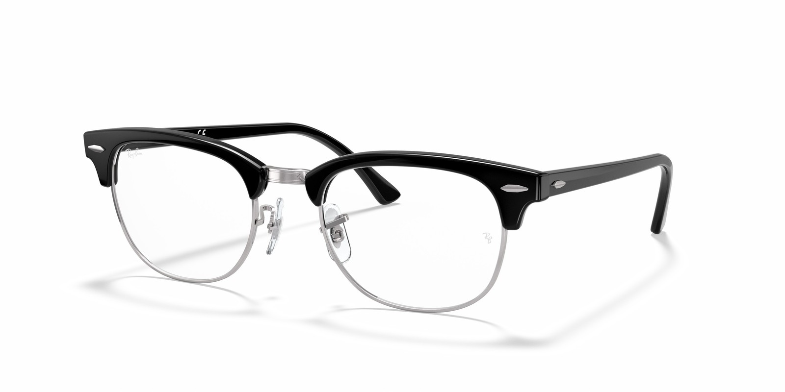 Ray-Ban RX5154 2000 Clubmaster Eyeglasses 53mm Black-Silver / Clear Demo Lens