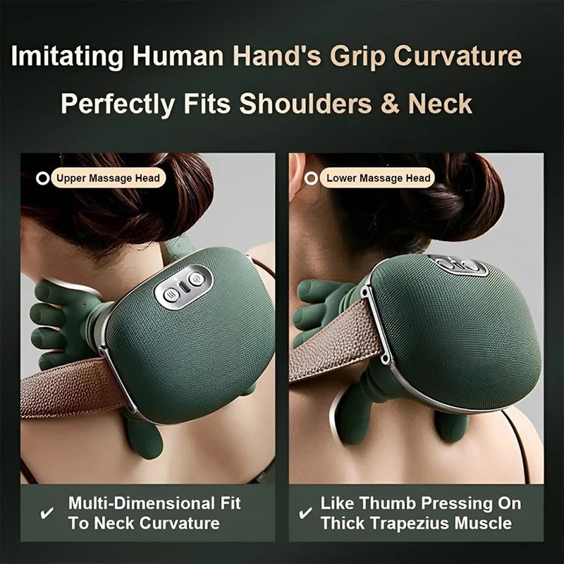 Bionic Neck Shoulder Massager 3 Level Kneading Shawl Cervical Waist Body Relief