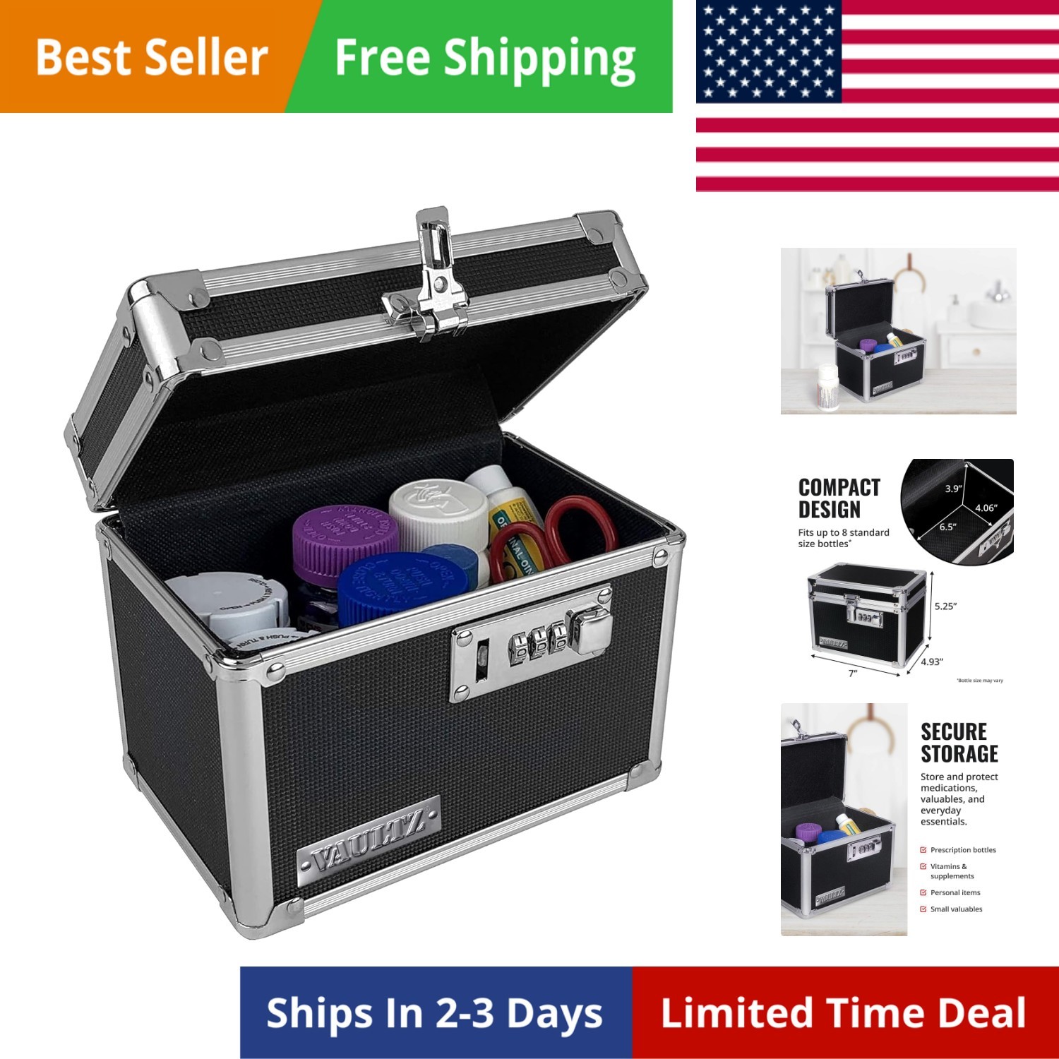Locking Medicine Box with Combination Lock – Secure Metal Lock Box Safe for M…