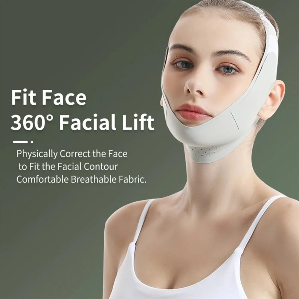 V-shape Face Lift Band Adjustable Breathable Reusable Facial Slimming Strap Doub