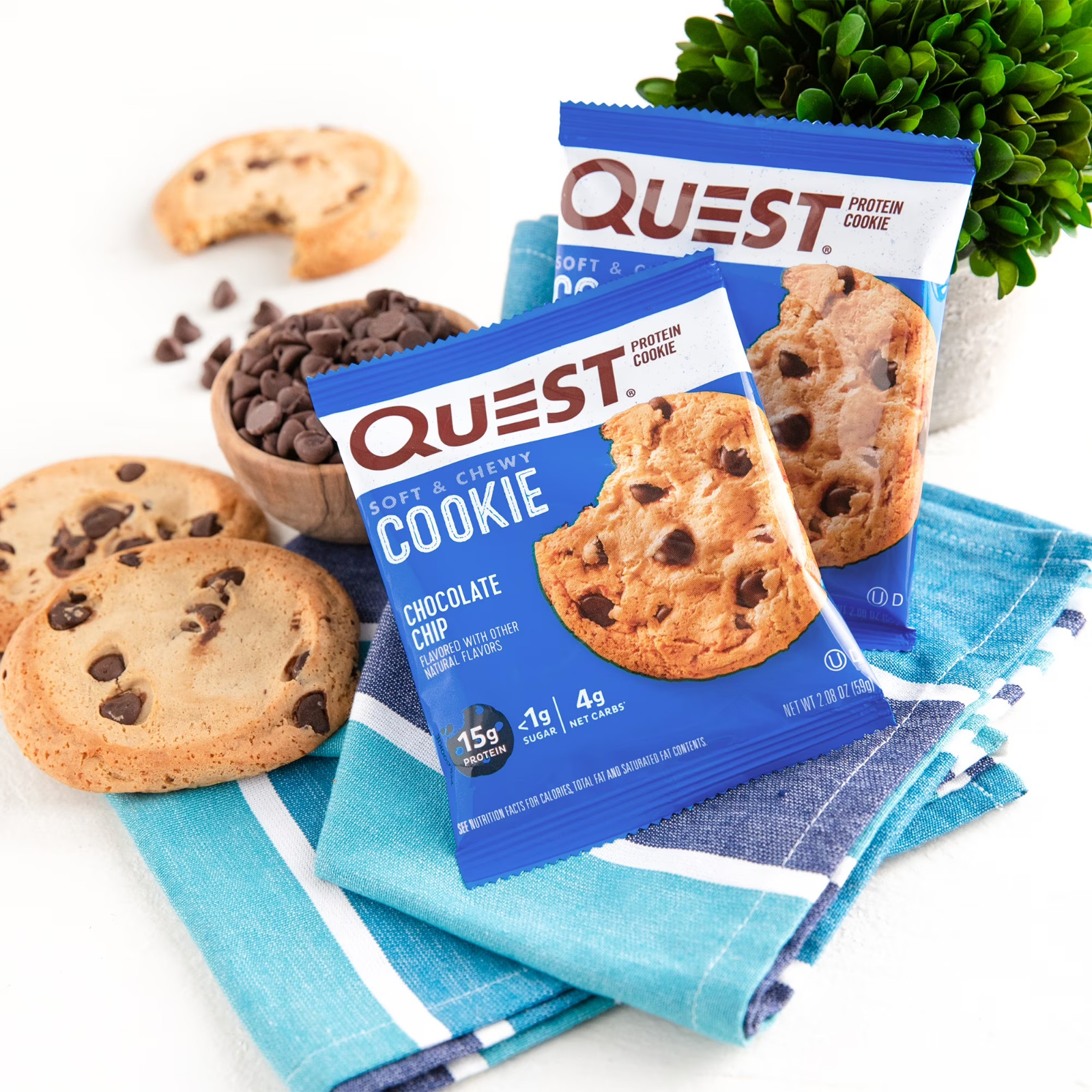 Quest Soft & Chewy Protein Cookie, High Protein, Chocolate Chip, 4 Count