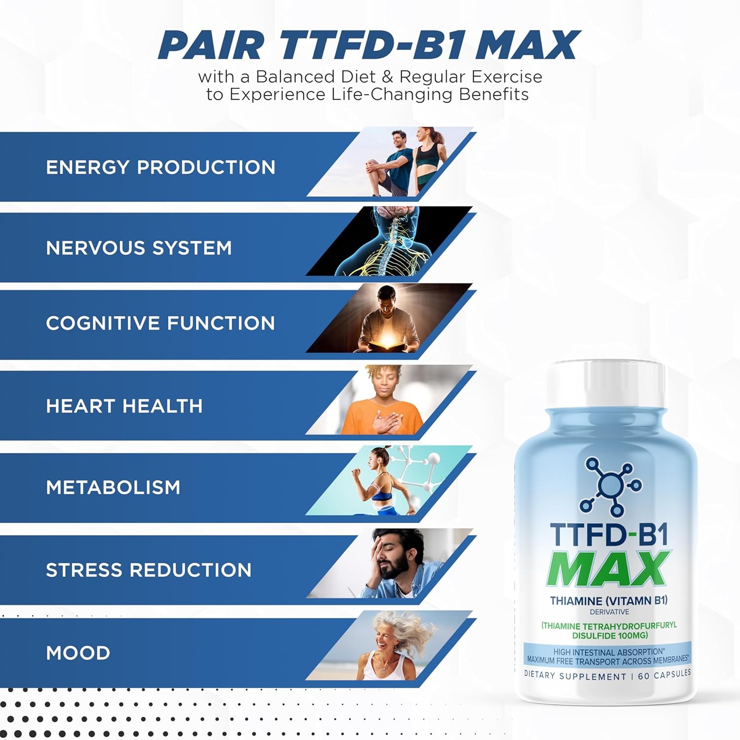 TTFD Thiamine B1 Supplement 60Capsules Made in USA- Vitamin B1…