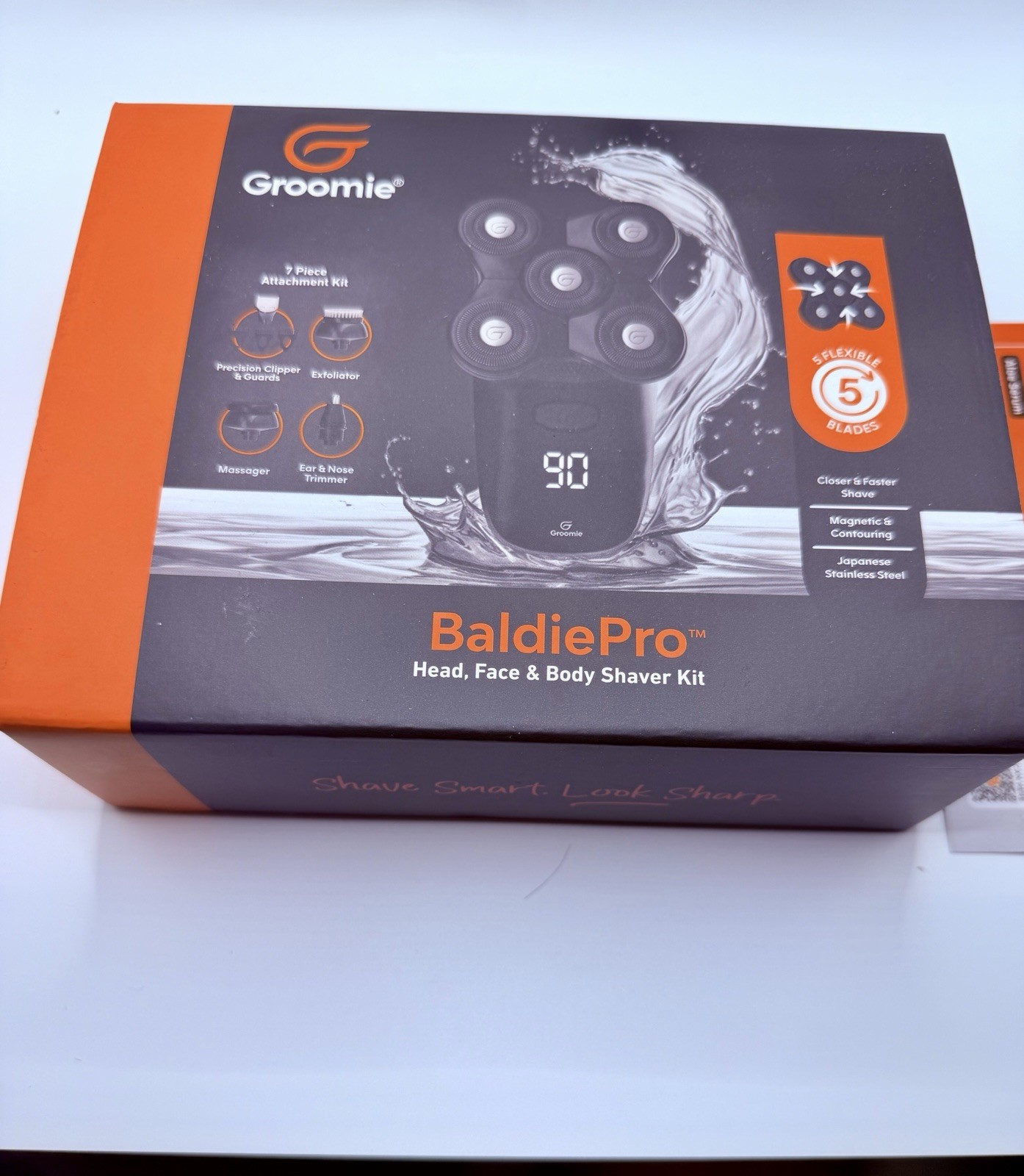 Groomie BaldiePro GM101 Head Face & Body Shaver Kit Black/Orange + Accessories
