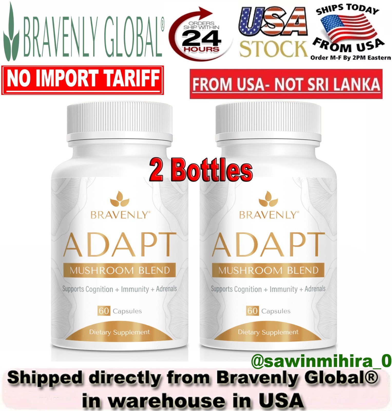 2 BOTTLES Bravenly Global Adapt 120 capsules TOTAL – AUTHENTIC – NEW/SEALED!🔥🔥