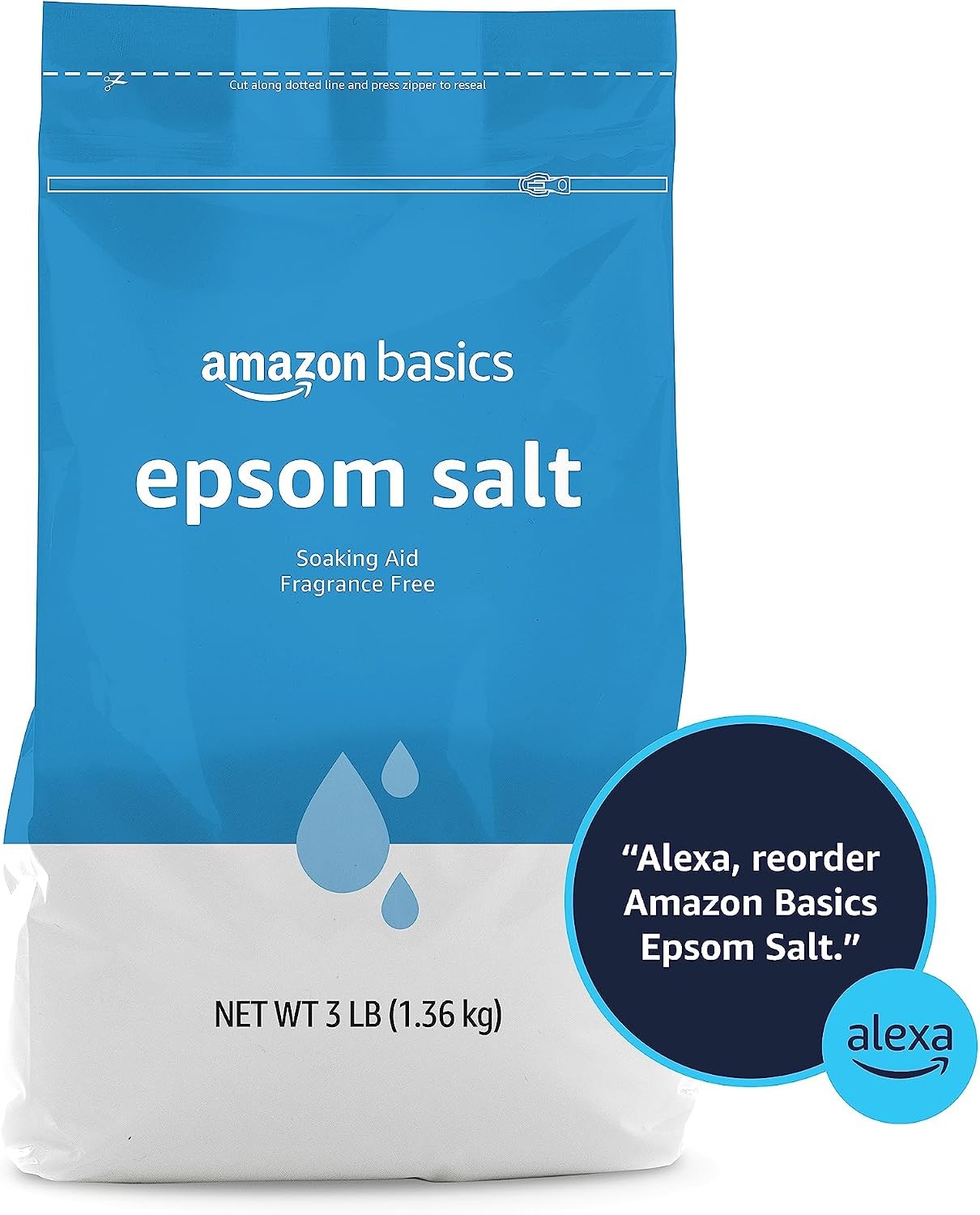 Amazon Basics Epsom Salt Soak, Unscented, Magnesium Sulfate USP, Muscle and Feet