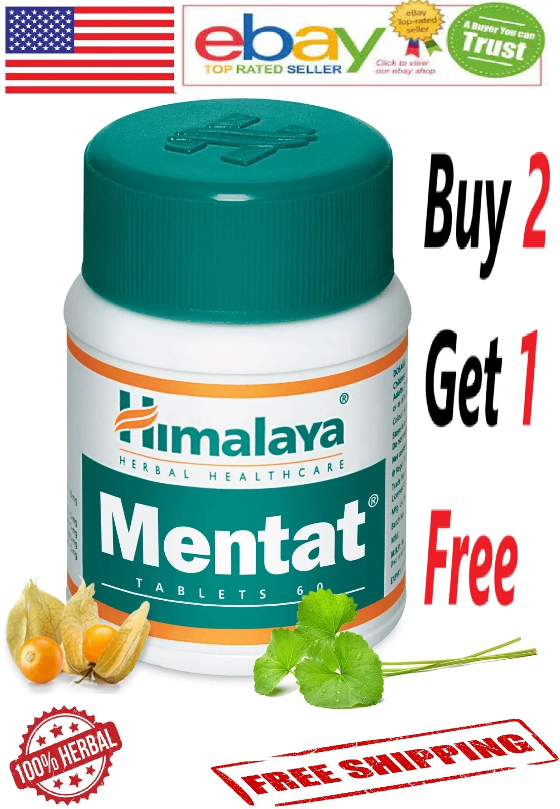 Himalaya MENTAT 60 Tablets Each BUY 2 GET 1 FREE