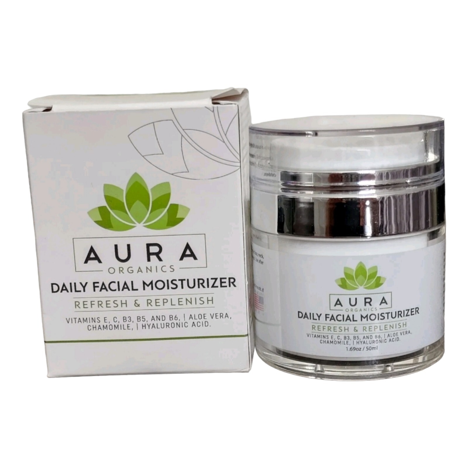 AURA Daily facial moisturizer refresh and replenish 1.69 OZ NEW SEALED!!