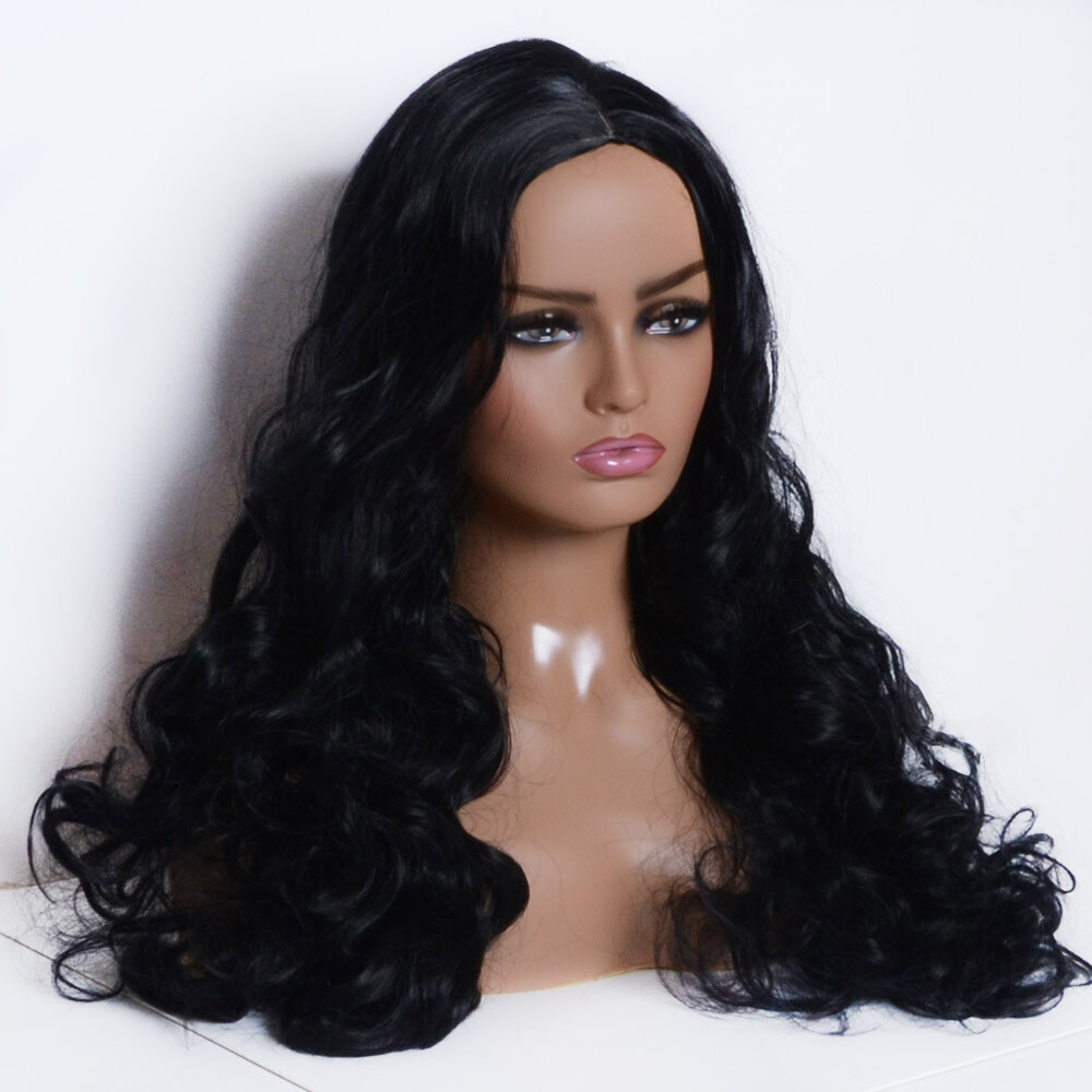 27″ Black Loose Body Wave Long Brazilian Human Hair Full Wig Women Curls 70cm US