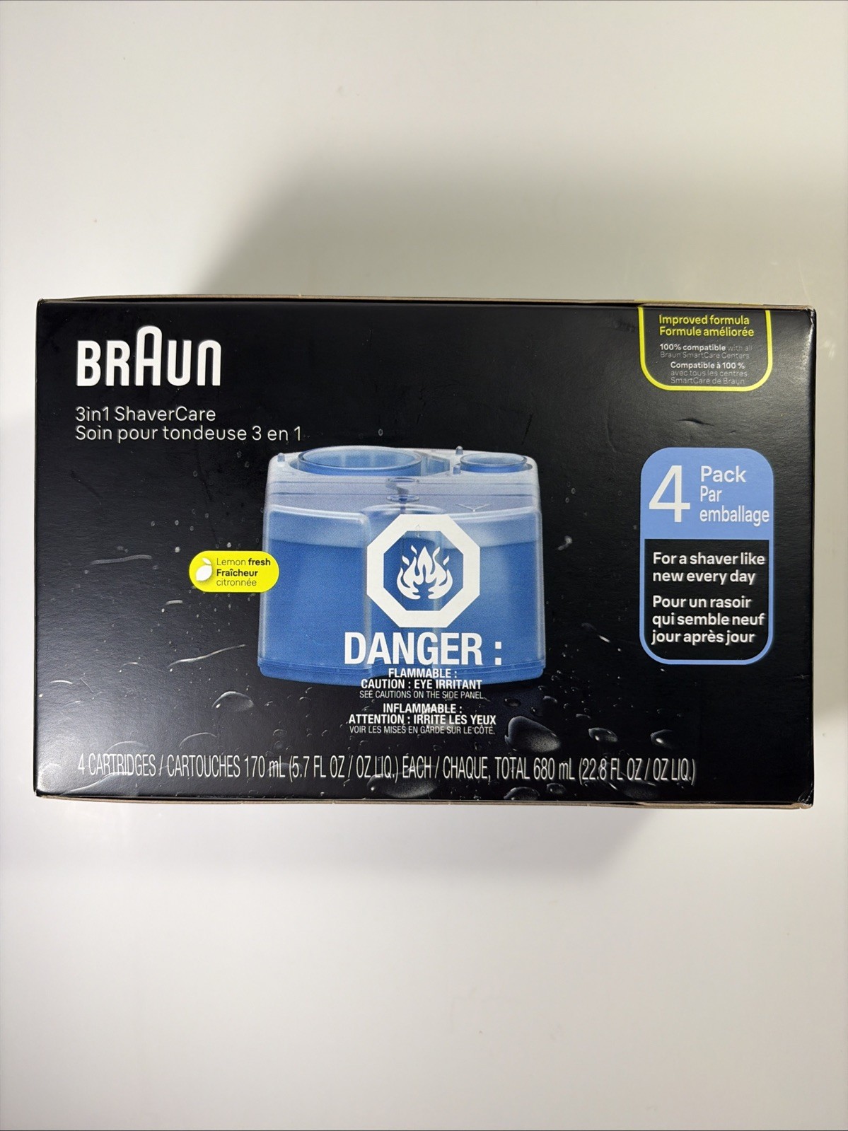 Braun Shaving Station Clean & Renew Refill Cartridges 4 Pack Lemon-Fresh