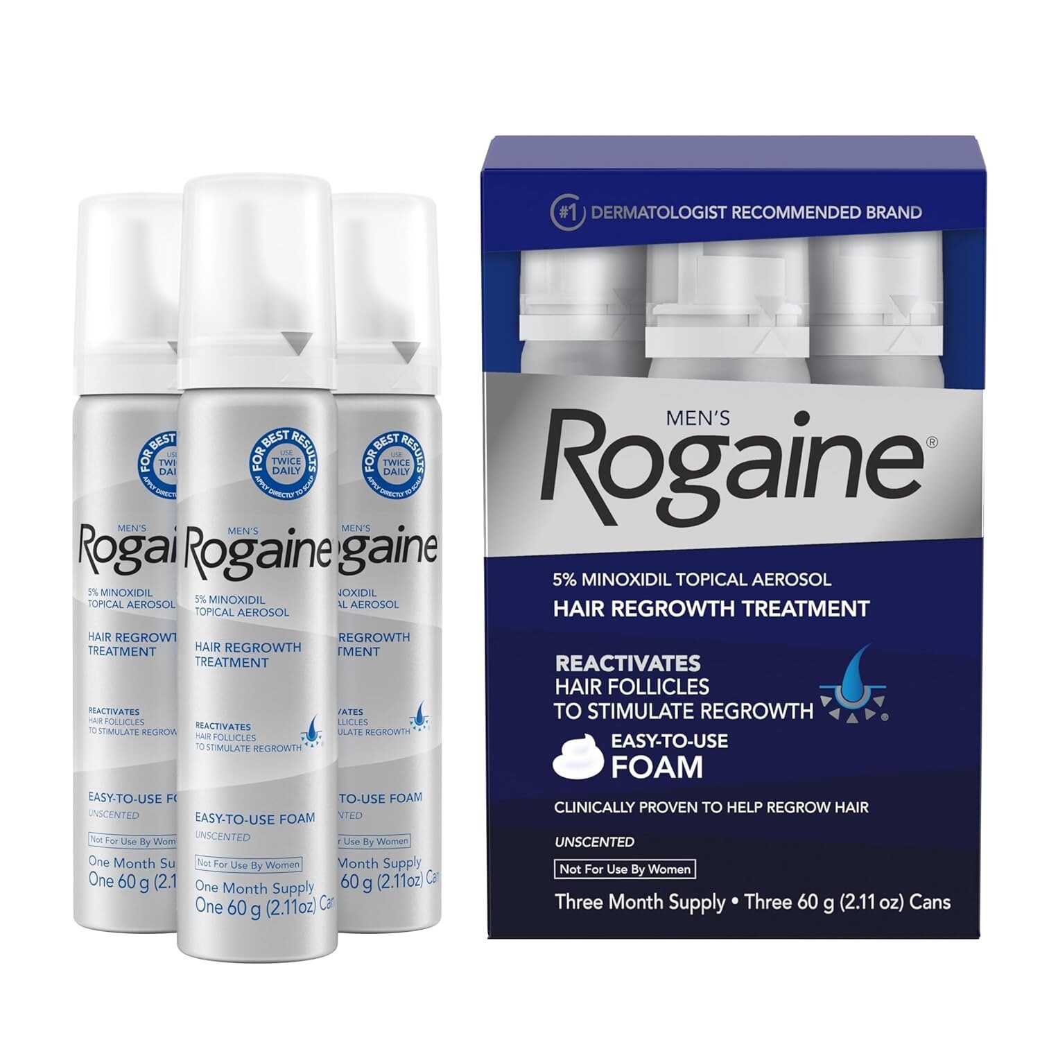 MEN’S ROGAINE 5% Minoxidil Topical Aerosol Unscented Foam (BRAND NEW SEALED)