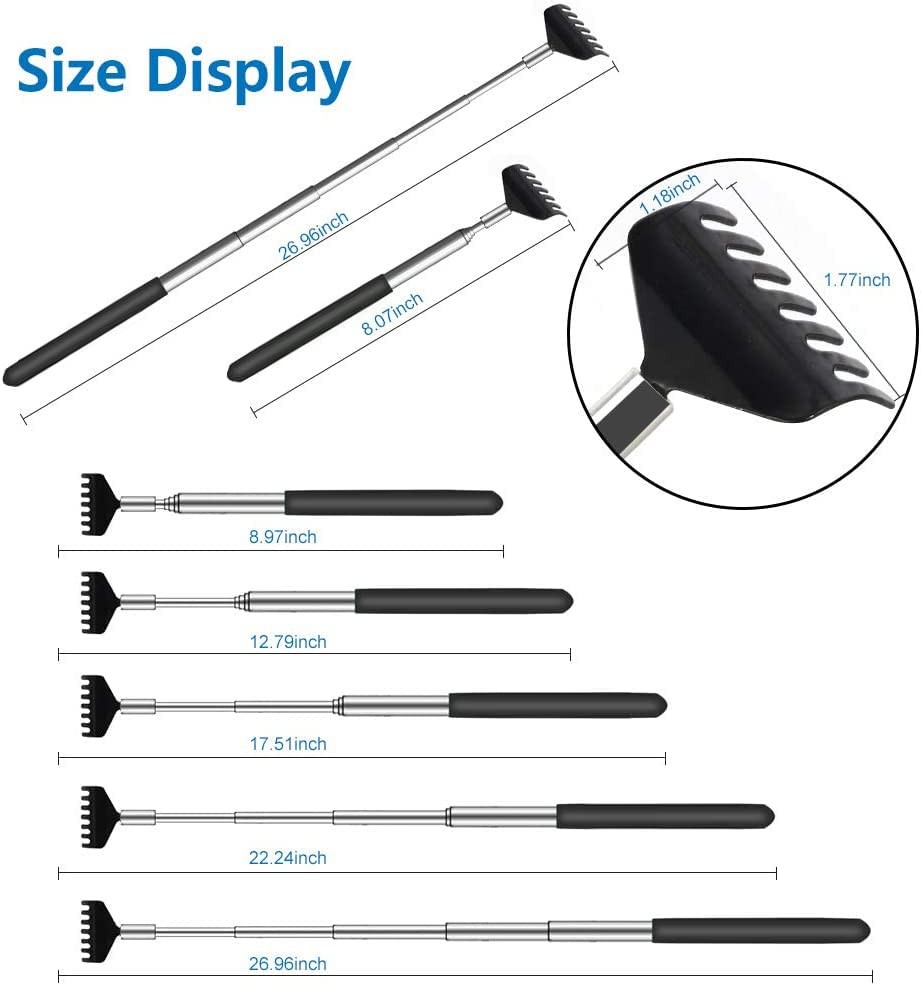 YIMICOO 6 Pack Extendable Back Scratcher – Portable Telescoping Metal Back Scrat
